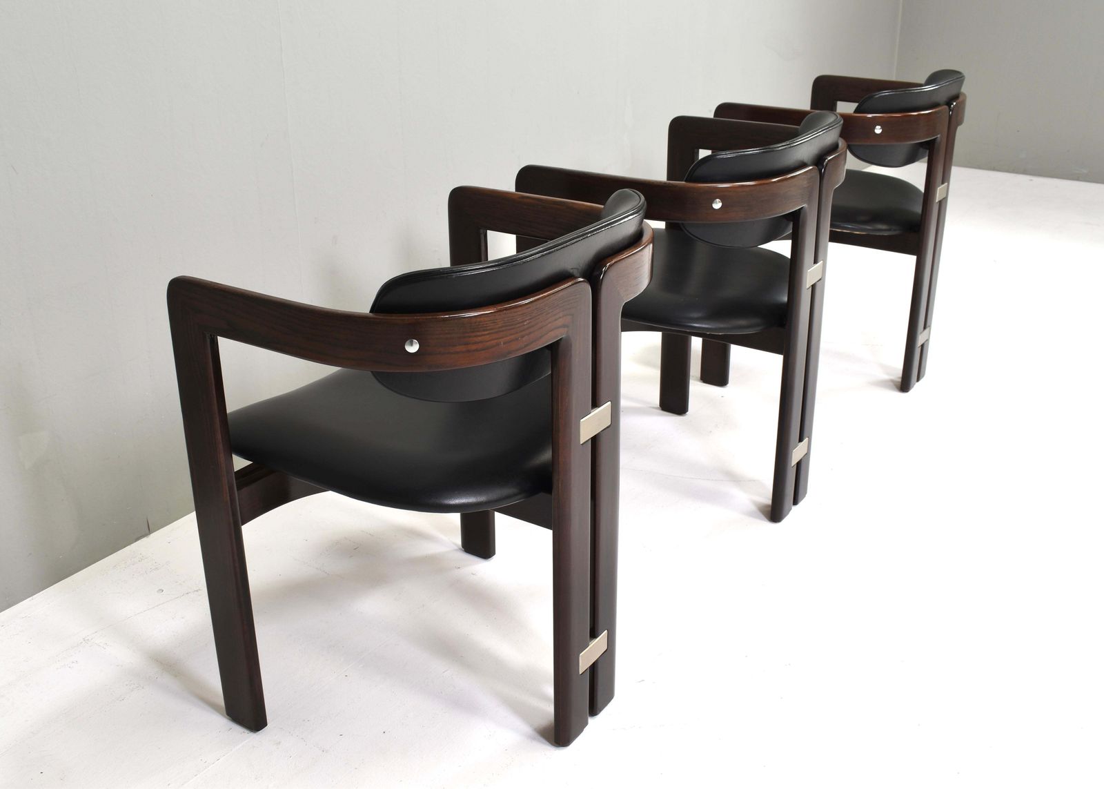 Pamplona Chairs By Augusto Savini In Black Leather   Italy, 1965, Set Of 3 photo 11850.0