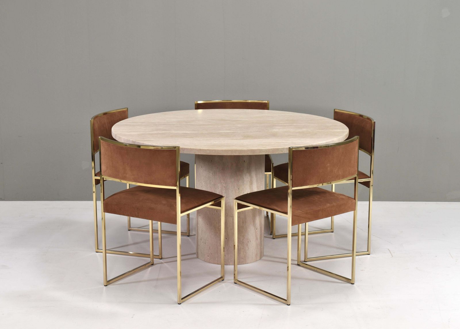 photo buy Exquisite Round Travertine Dining Table In The Manor Of Up& Up