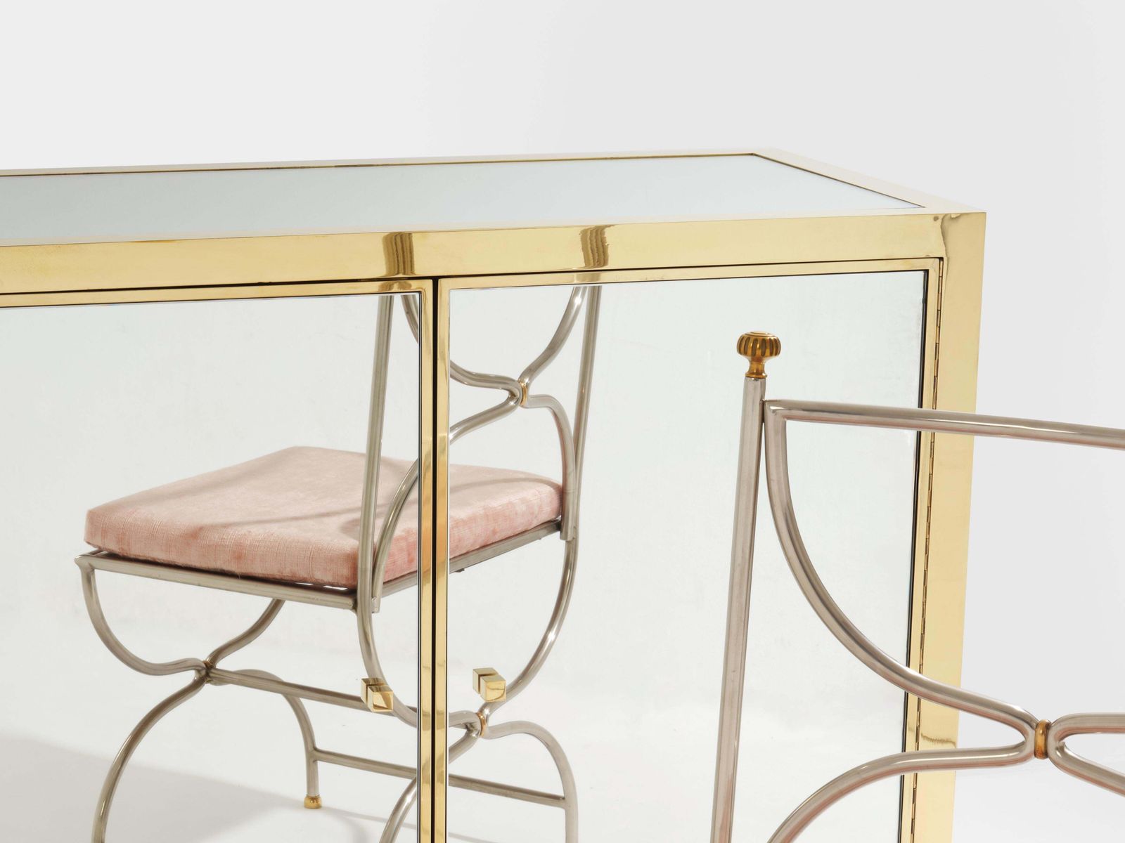 Michel Pigneres Brass Mirrored Lucite Feet Sideboard 1970s photo buy