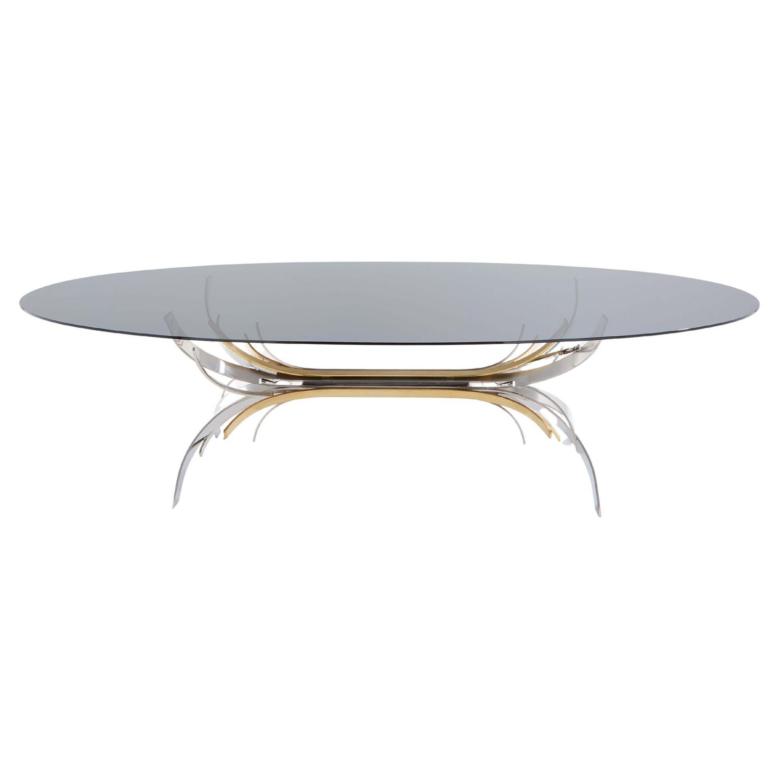 Maria Pergay Polished Steel And Brass Dining Table Gerbe 1970