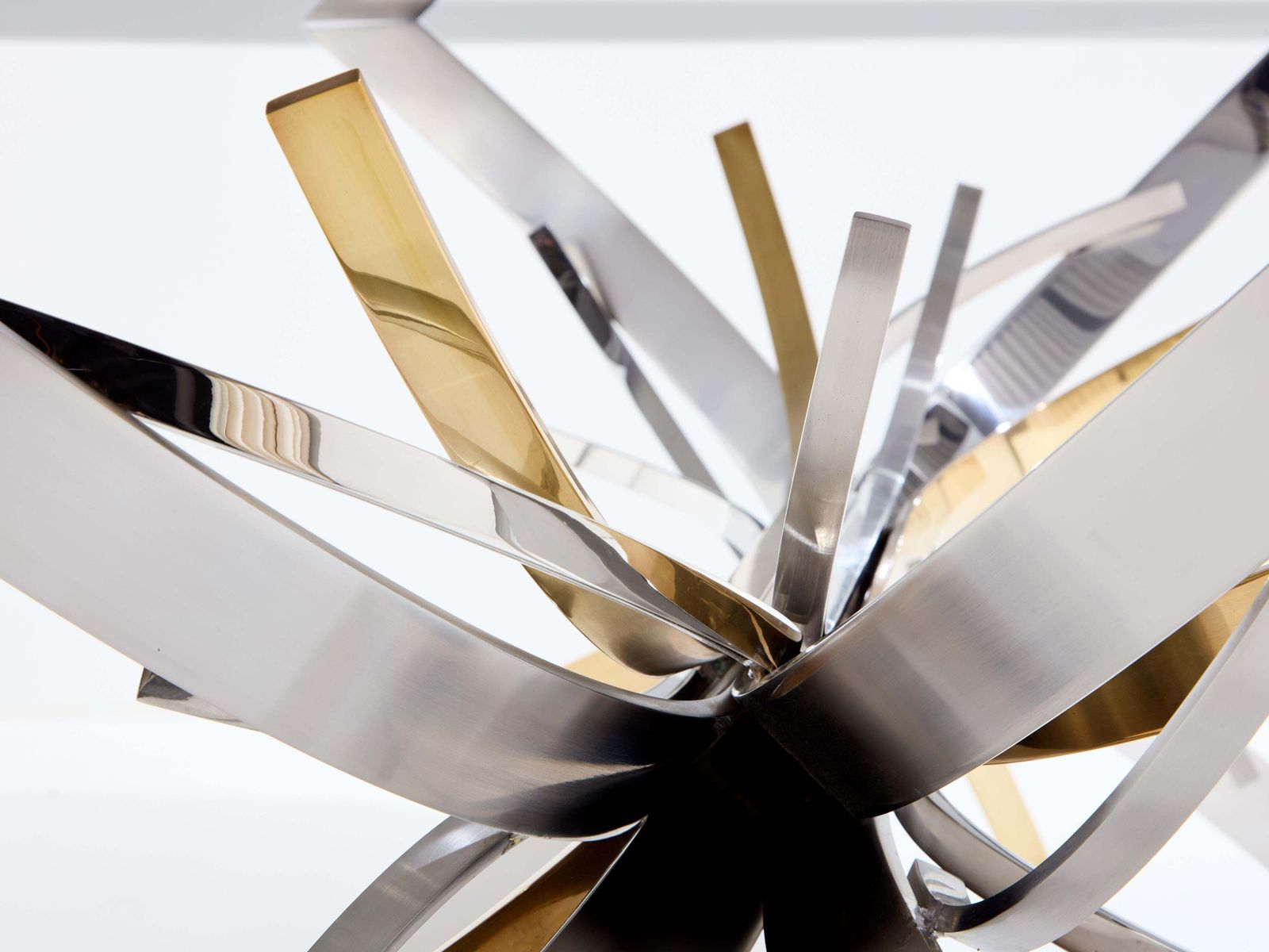 photo furniture Maria Pergay Polished Steel And Brass Dining Table Gerbe 1970