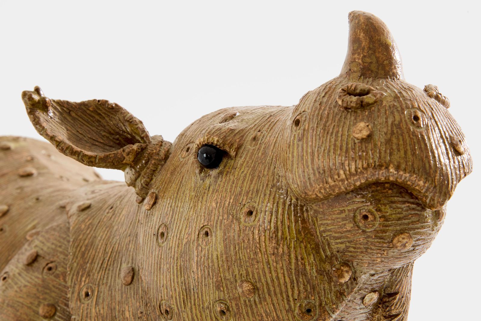 Valérie Courtet Rhinoceros Sculpture Glazed Stoneware Circa 2010 photo vinterior