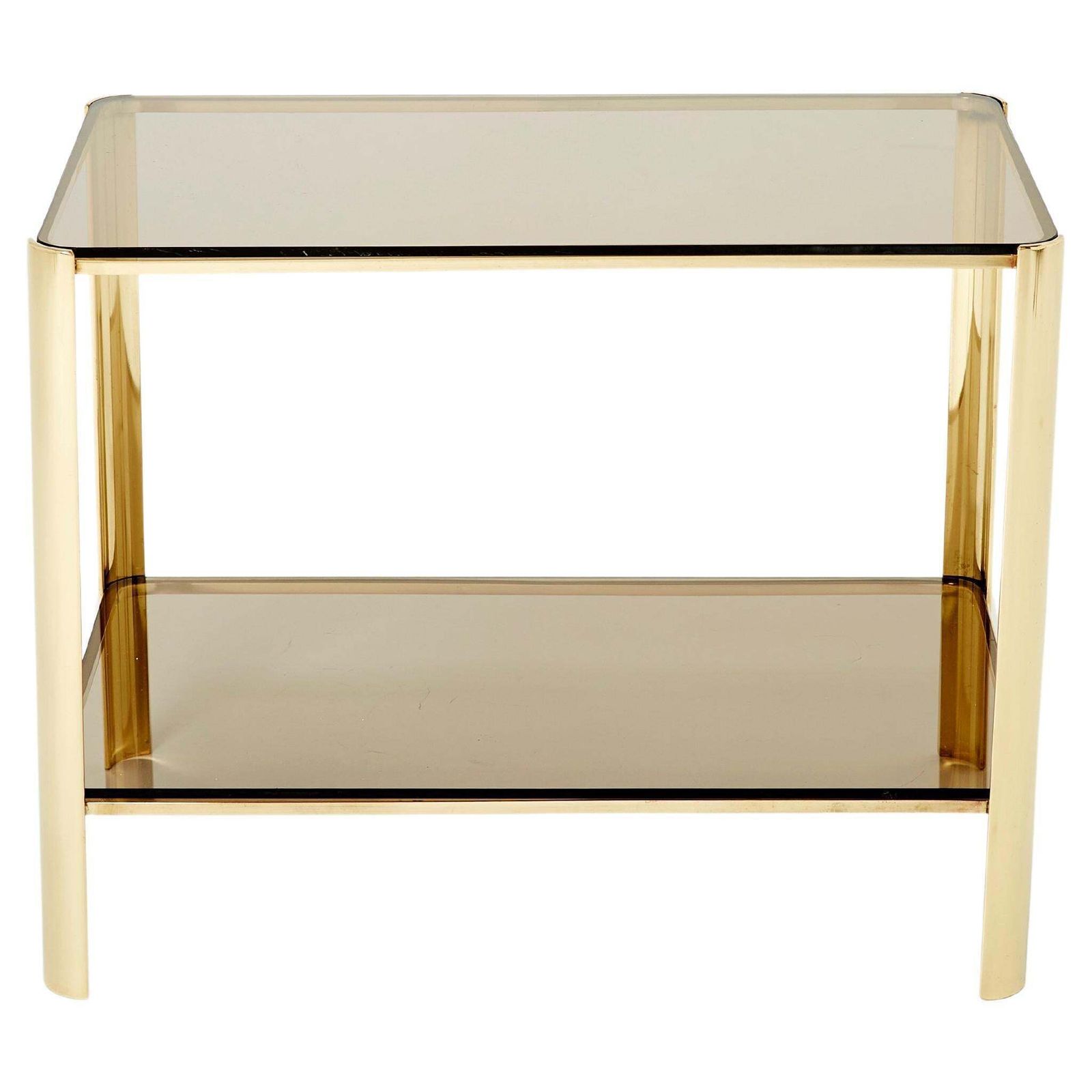 Table d'appoint à deux plateaux en bronze par Jacques Quinet pour Broncz, années 1960