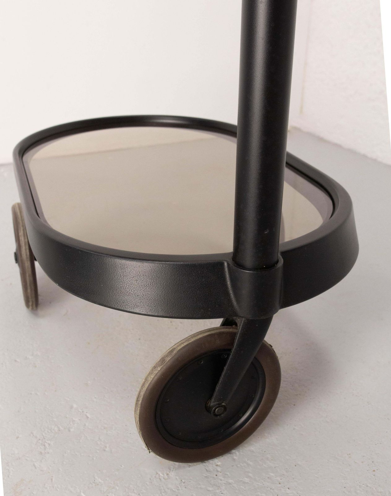 Italian Smoked Glass & Metal Serving Trolley By Enzo Mari For Alessi, Circa 1980 photo vintage
