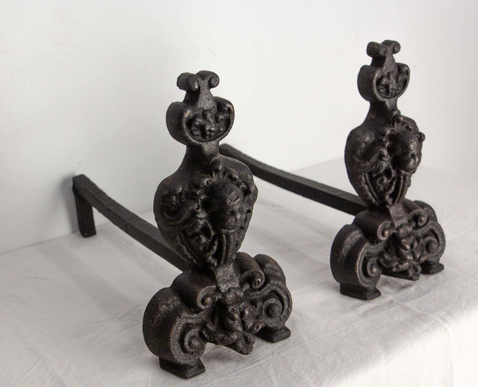 Pair Of Louis XV Fire Dogs Wrought Iron Andirons, France, 18th Century photo furniture