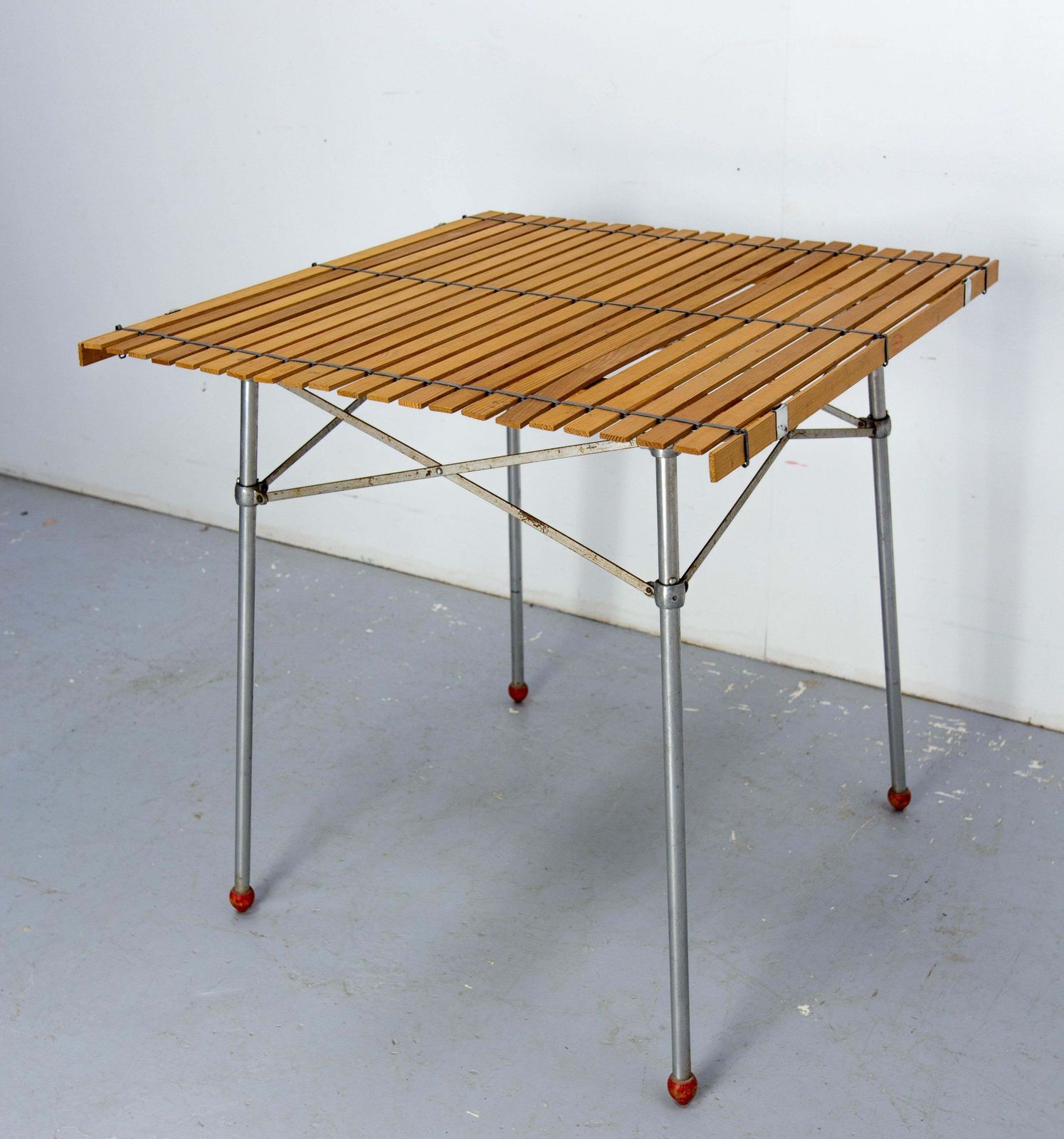 French Foldable Market Table Iron And Pine Or Pic Nic Table, Circa 1950 photo Garden Furniture