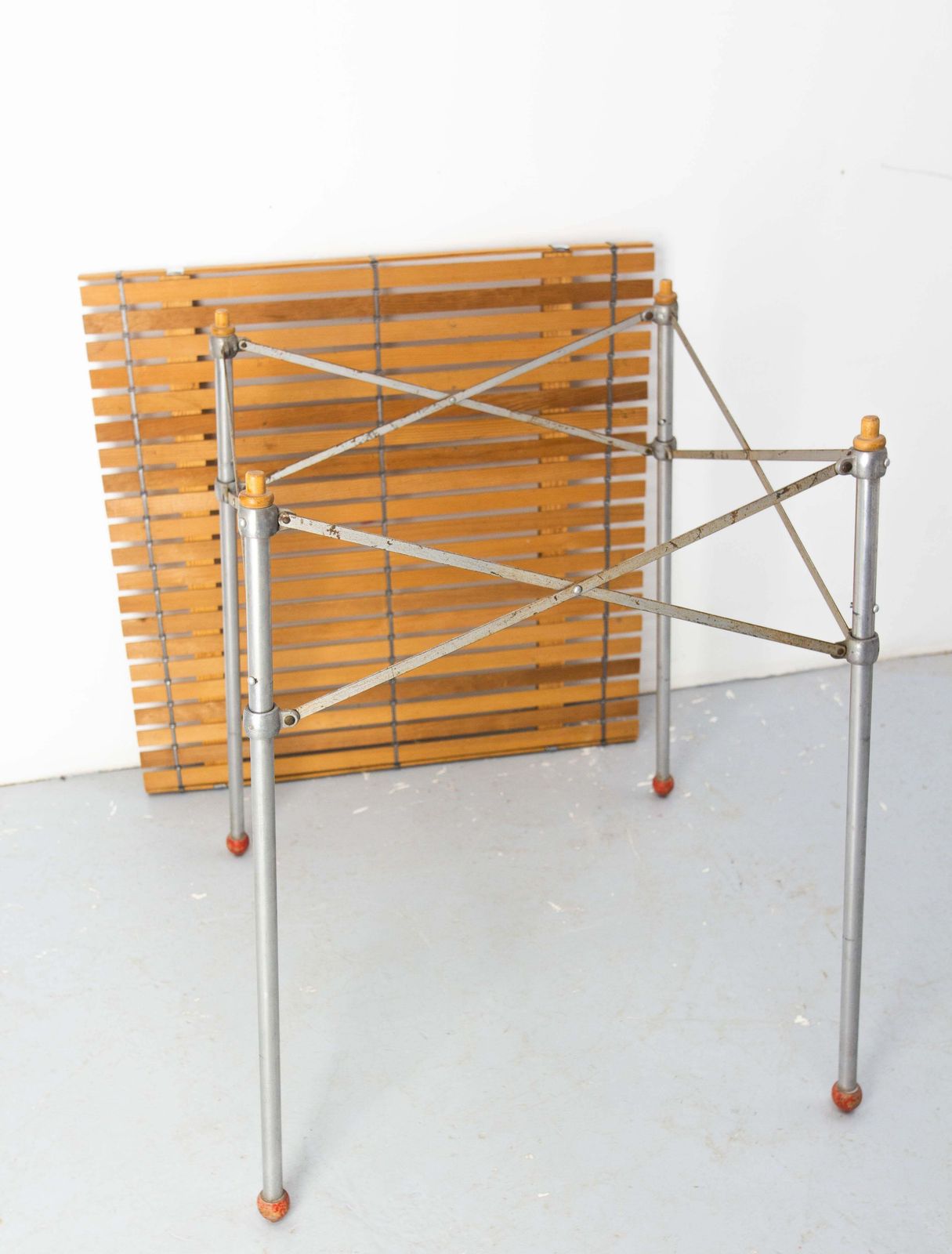 French Foldable Market Table Iron And Pine Or Pic Nic Table, Circa 1950 photo buy
