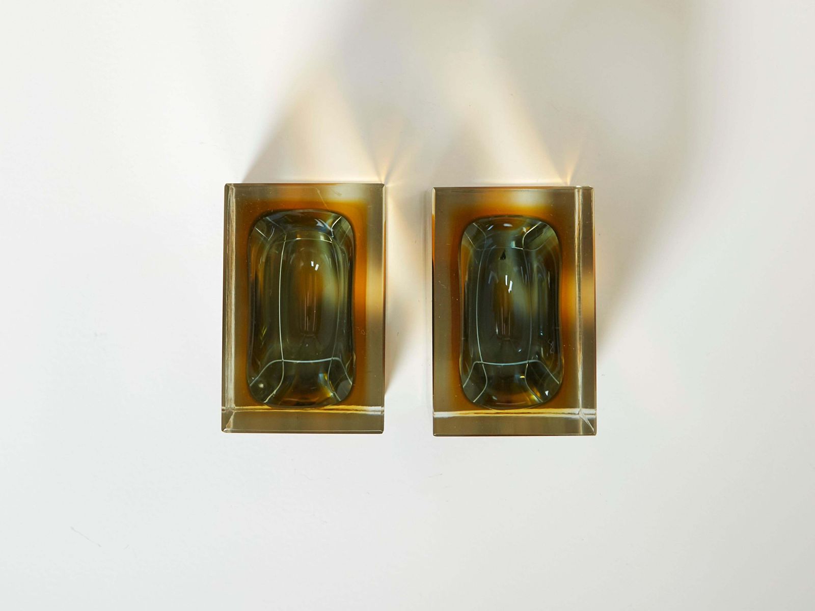 Flavio Poli Pair Of Faceted Small Bowls Murano Glass For Seguso 1960 photo vintage