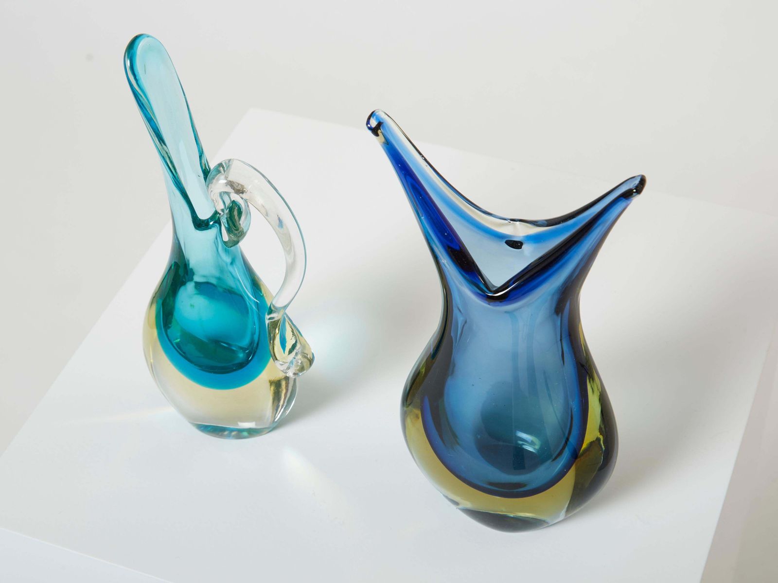 Set Of Two Small Vases Sommerso Murano Glass, 1970s photo Home Decor