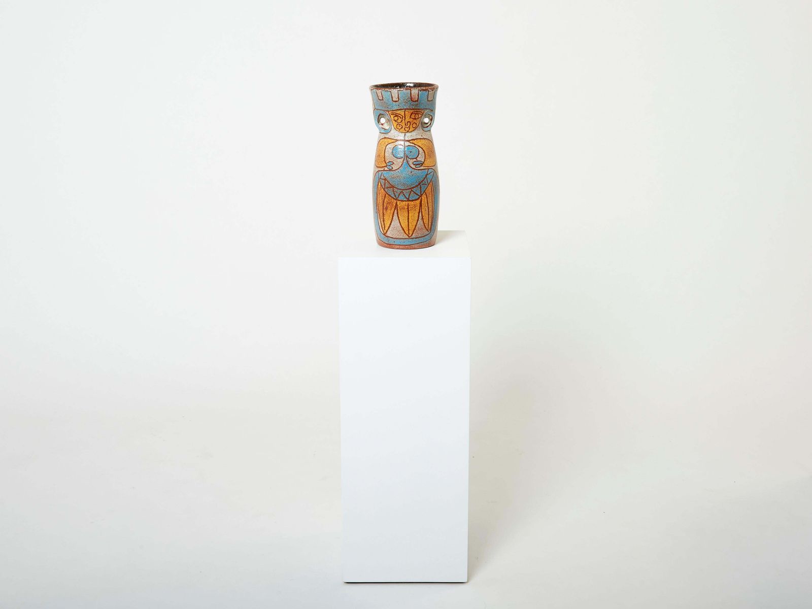 Rare Mid Century Large French Accolay Ceramic Totem Vase, 1950s photo furniture