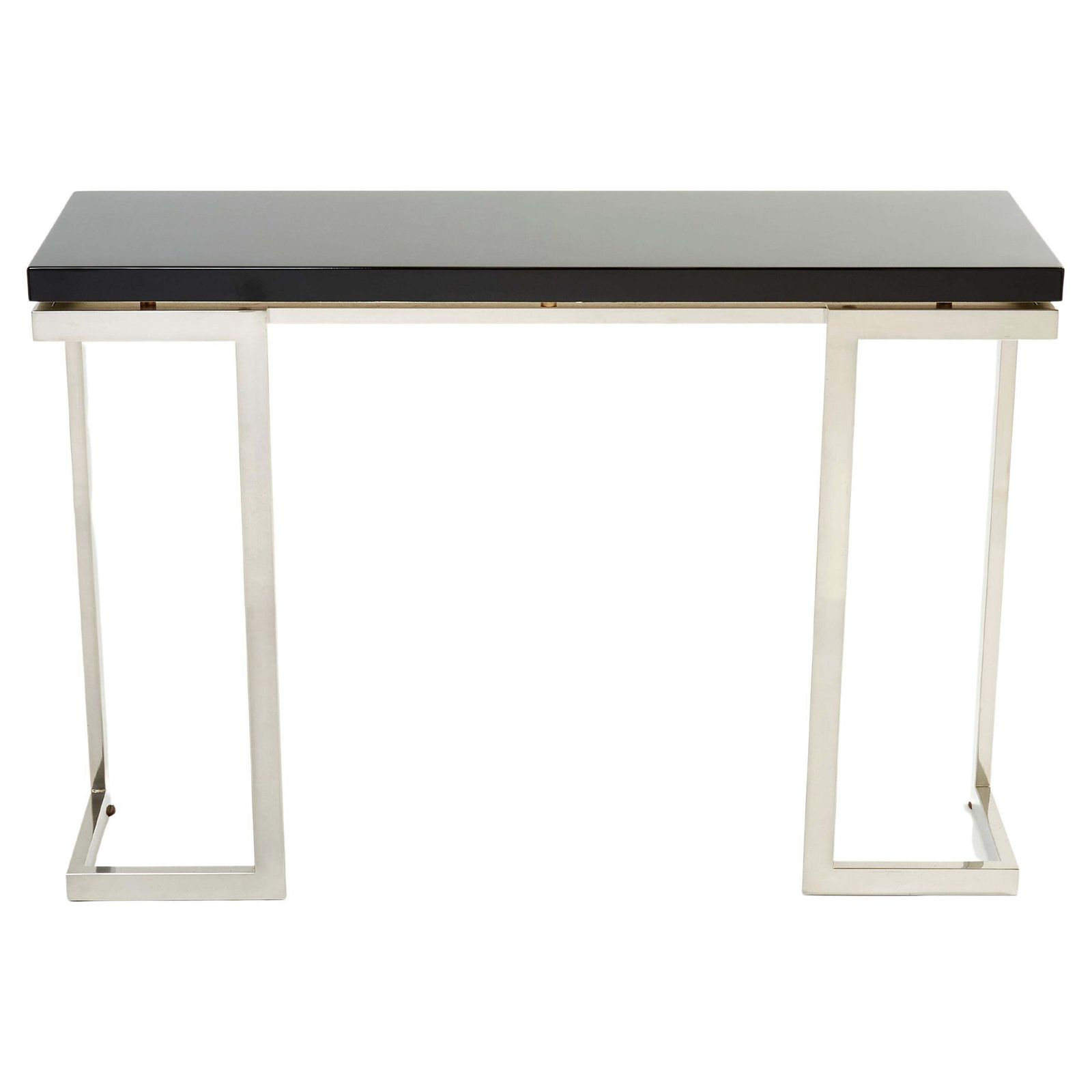 Guy Lefevre For Maison Jansen Black Lacquer Chrome Console Table 1970s