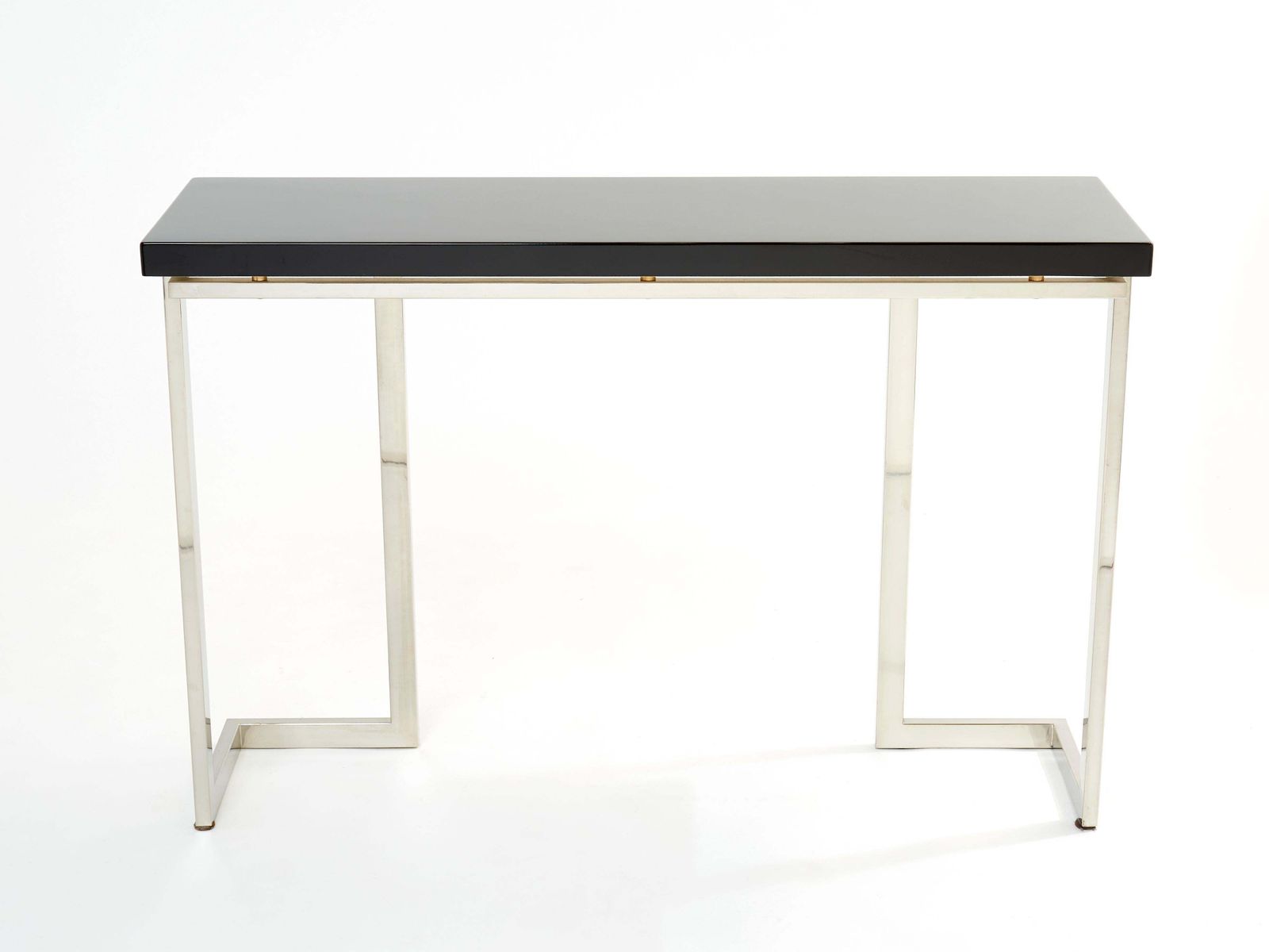 Console Guy Lefevre pour Maison Jansen en laque noire et chrome, années 1970 photo furniture