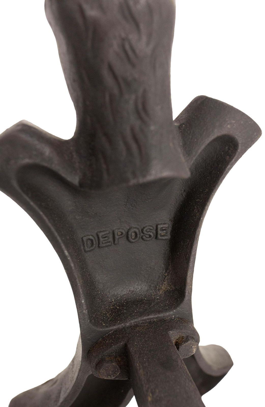 2831.0 Pair Fireplace Andirons Wrought Iron Firedogs Ibex Inspiration, France, C 1950 photo
