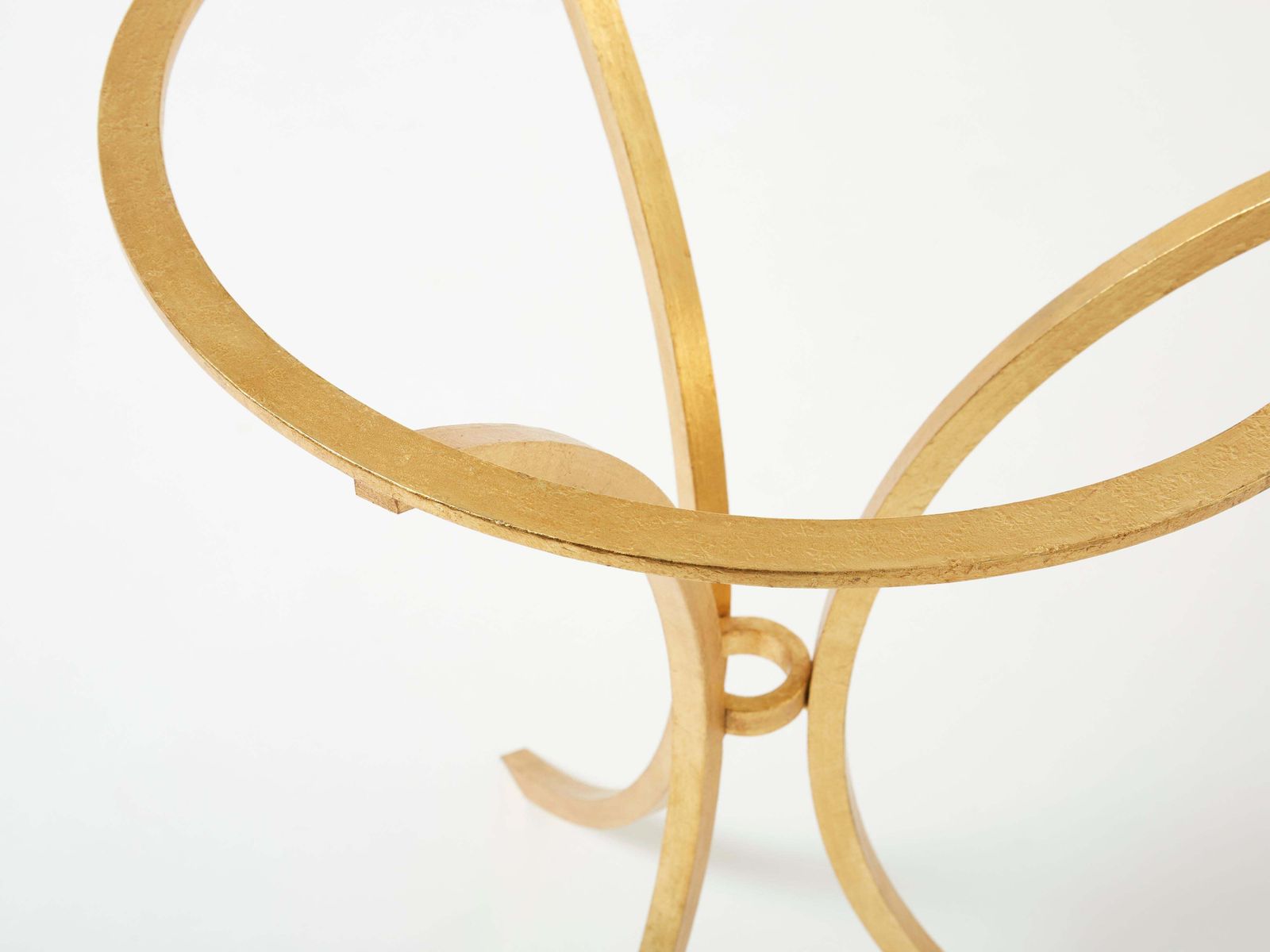 Roger Thibier Gueridon Table Gilded Wrought Iron Glass 1960s photo buy