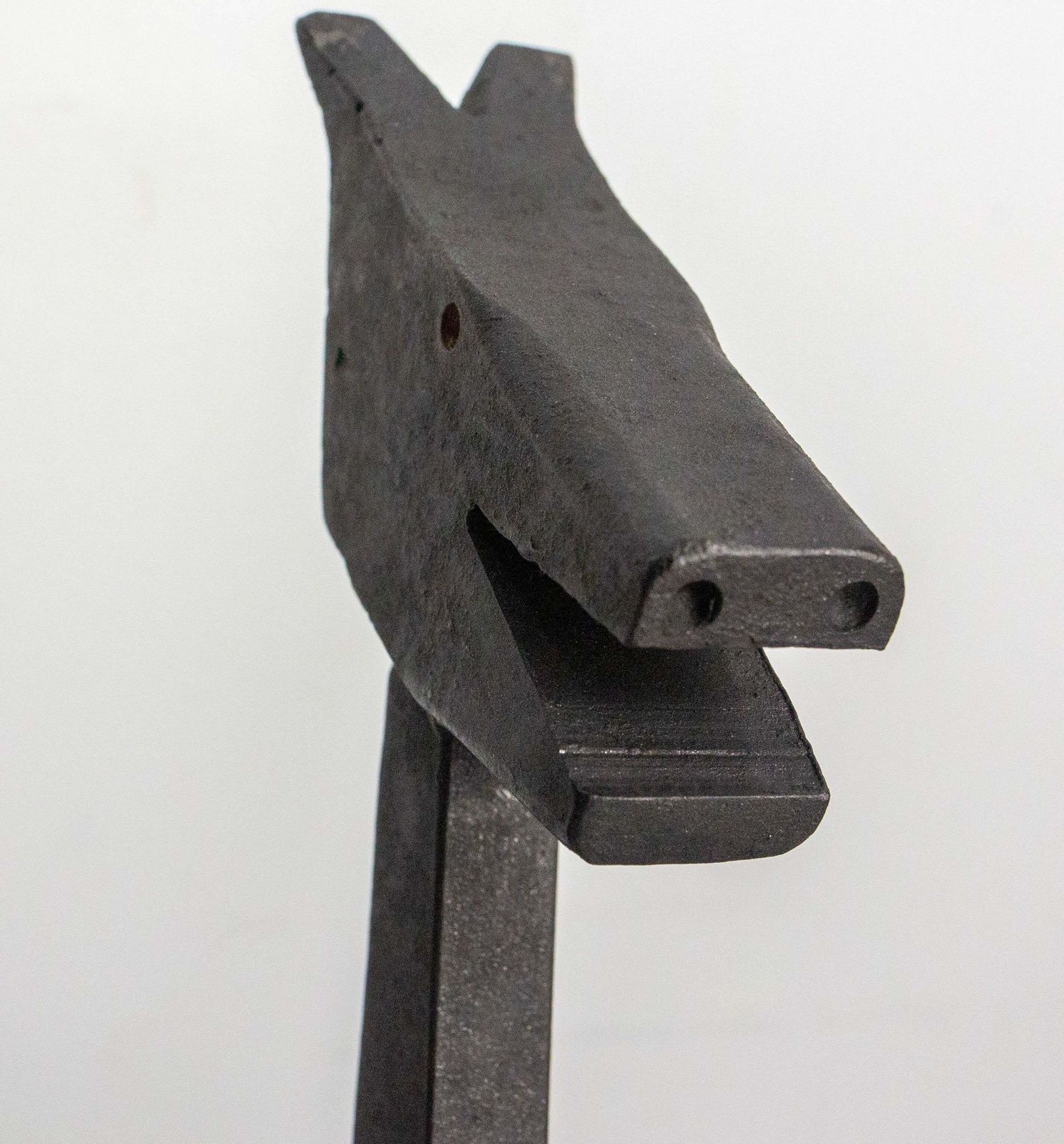 photo for sale Pair Fireplace Andirons Wrought Iron Firedogs Mythical Creatures, France, C 1960