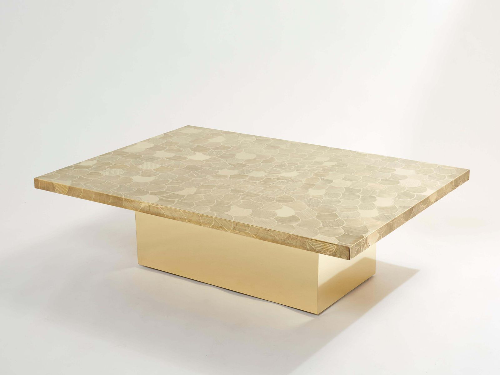 Christian Krekels Signed Belgian Etched Brass Coffee Table 1970 photo furniture