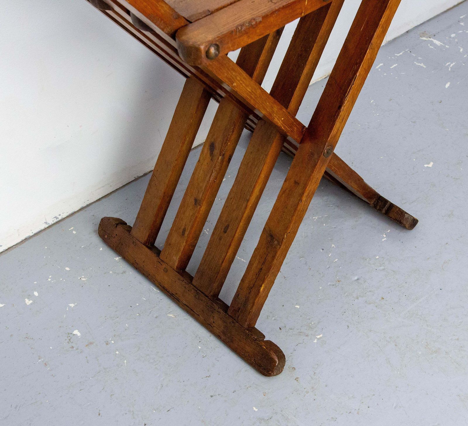 Furniture French Pine Curule Or Dagobert Foldable Armchair, French, Circa 1960 photo