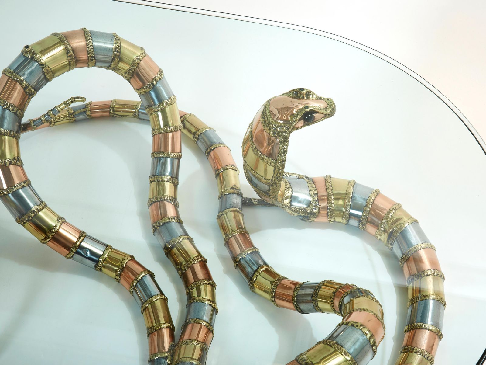 Signed Isabelle Faure Cobra Sculpture Xl Coffee Table, 1970s photo Furniture