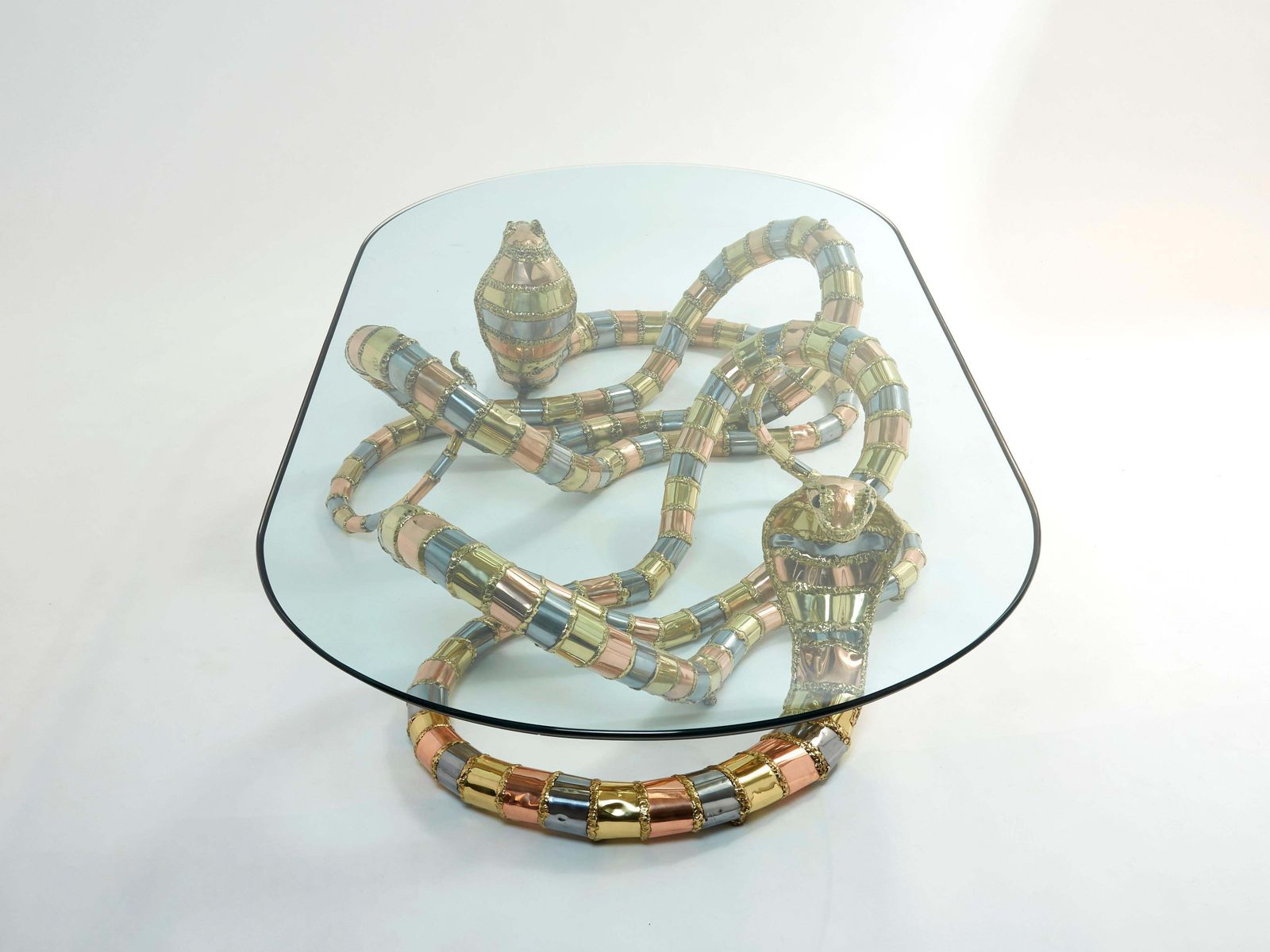 Signed Isabelle Faure Cobra Sculpture Xl Coffee Table, 1970s photo vintage