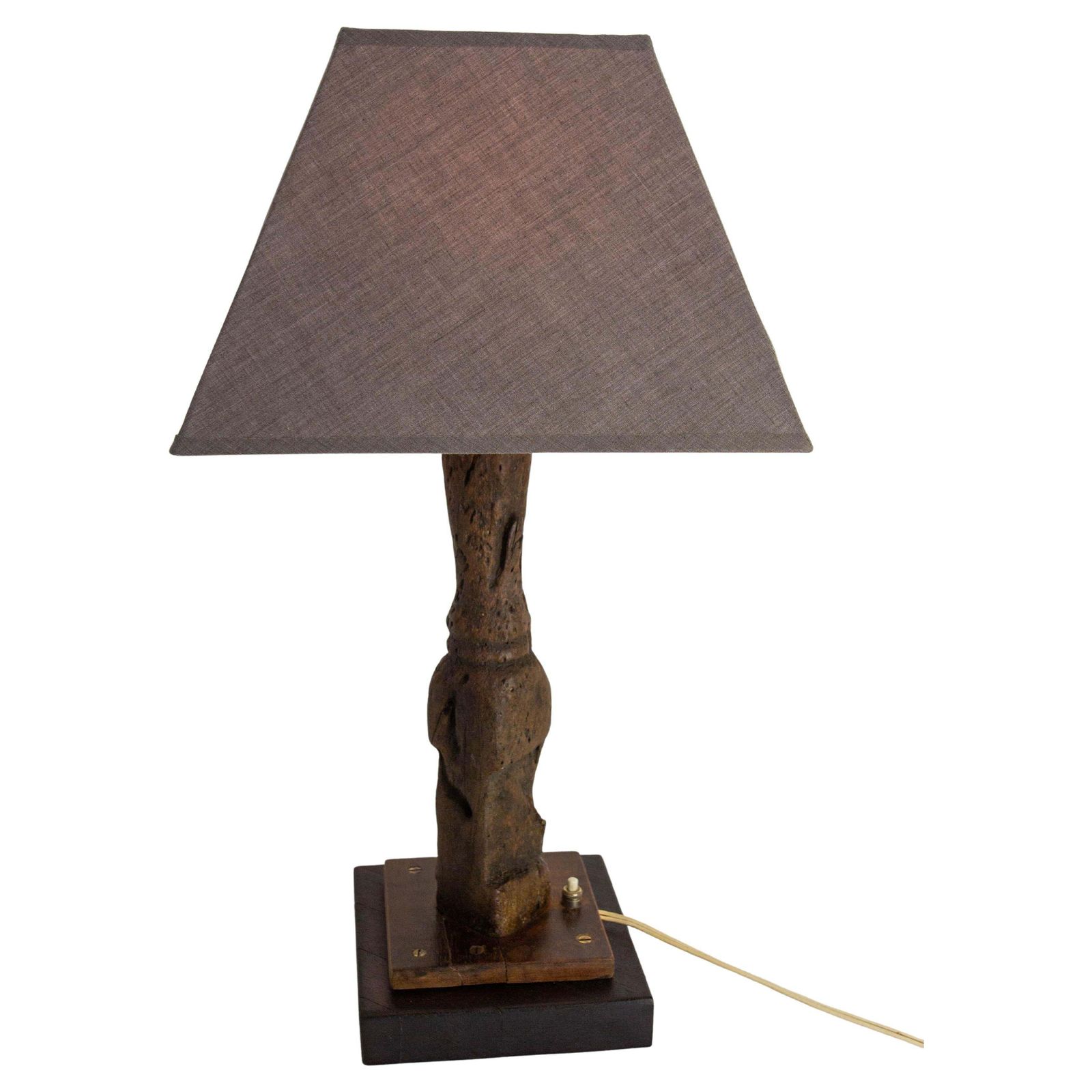 French Antique Table Lamp Made With A Boat Wood Rudder, Late 19th Century