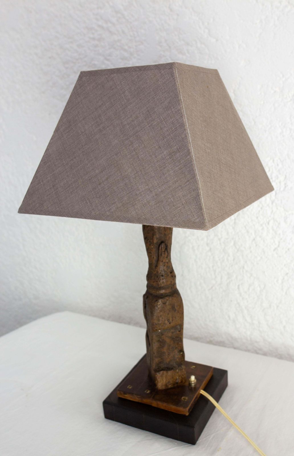 French Antique Table Lamp Made With A Boat Wood Rudder, Late 19th Century photo Lighting