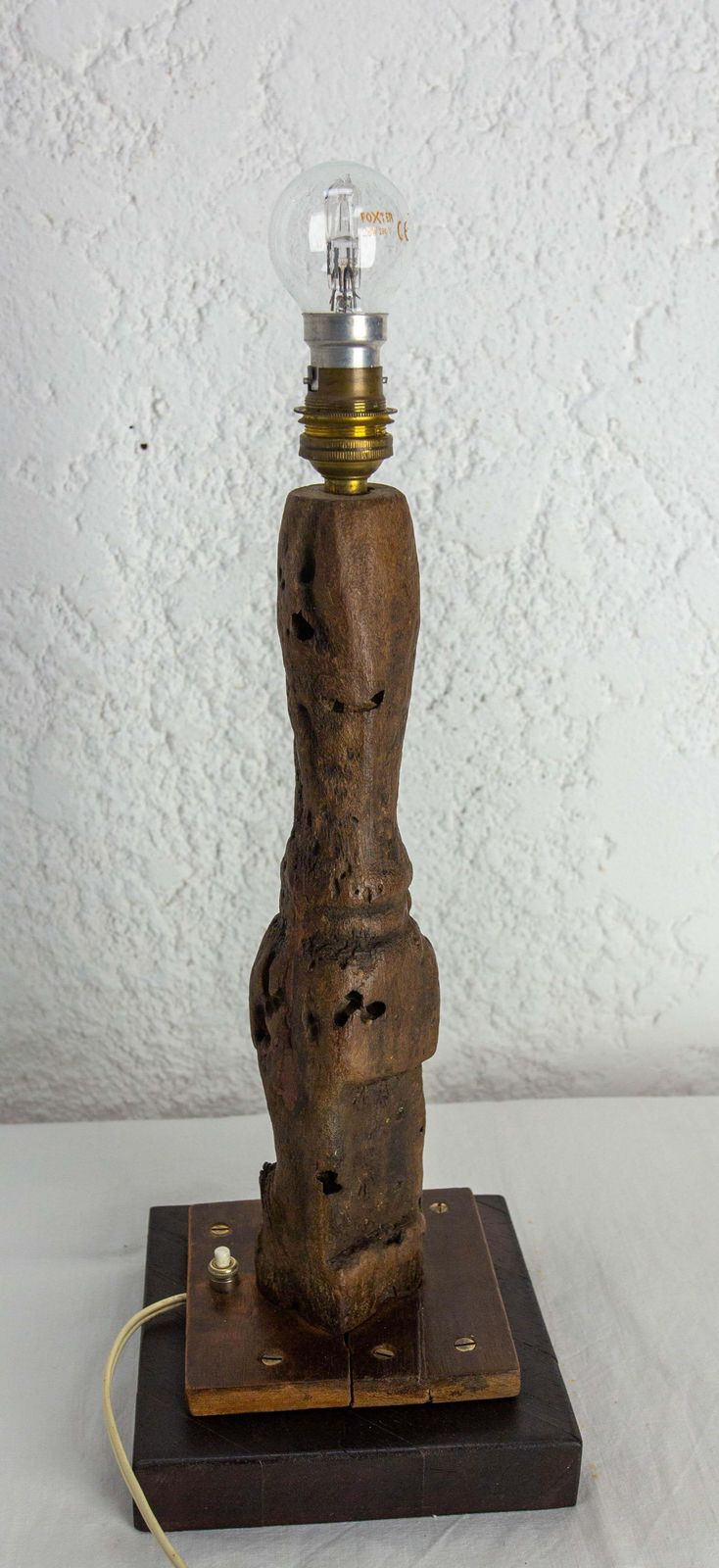 French Antique Table Lamp Made With A Boat Wood Rudder, Late 19th Century photo vinterior