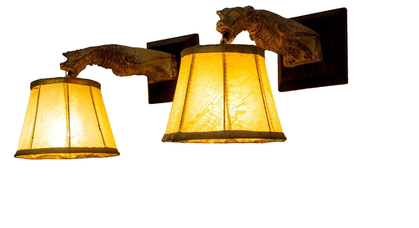 French Stuc Pair Of Winged Gargoyle Sconces Circa 1890 photo furniture
