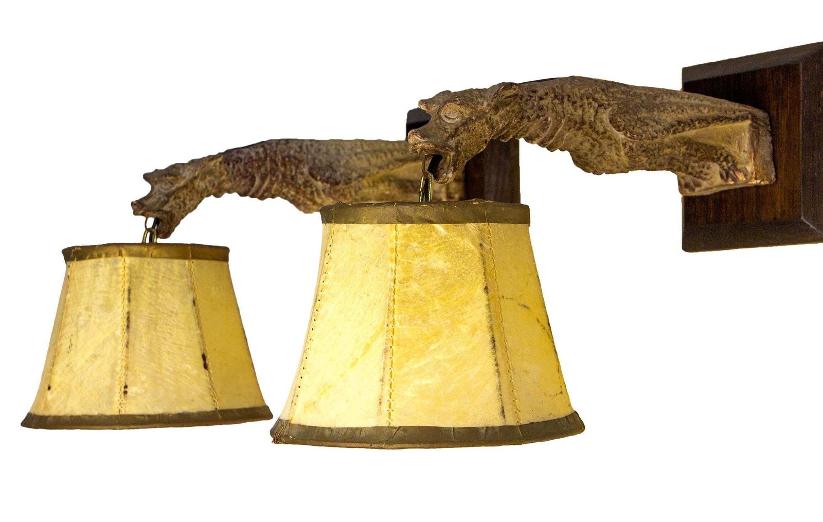 French Stuc Pair Of Winged Gargoyle Sconces Circa 1890 photo vintage