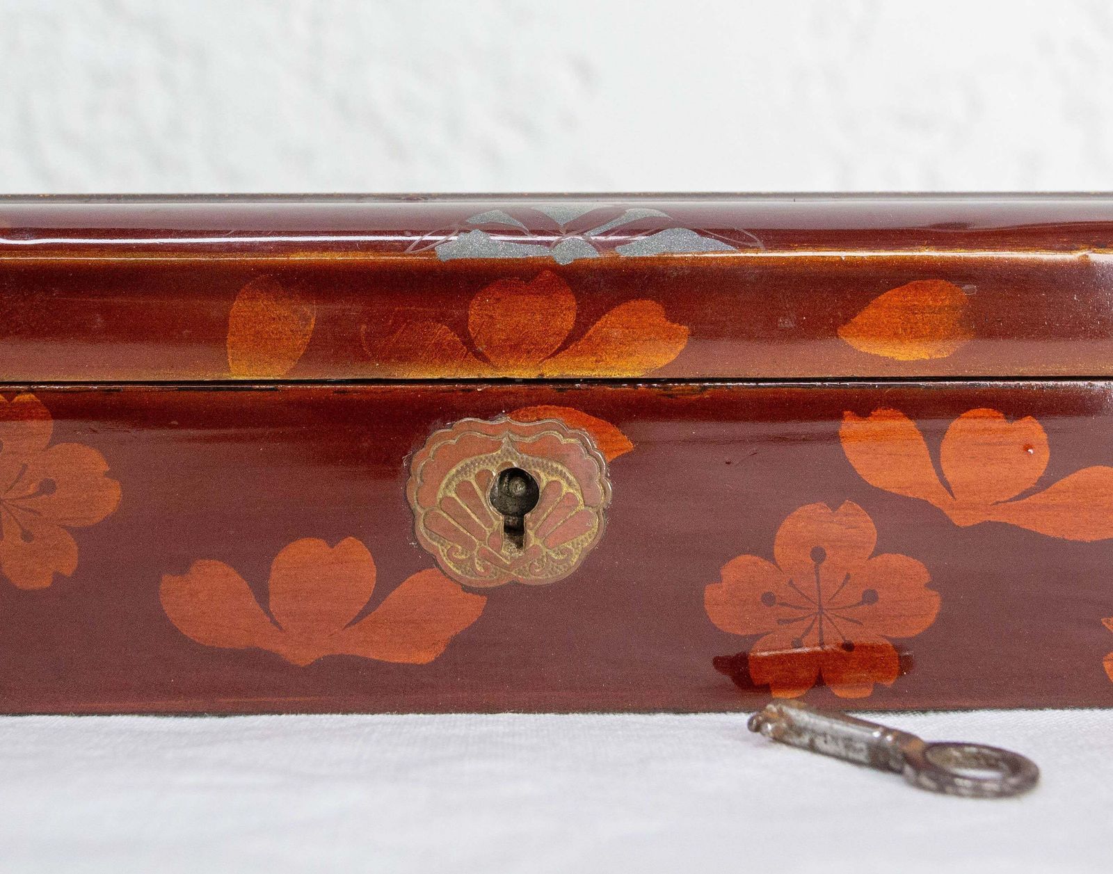 photo for sale Chinese Style Lacquered Brush Or Pencil Box Painted Butterfly, Circa 1940