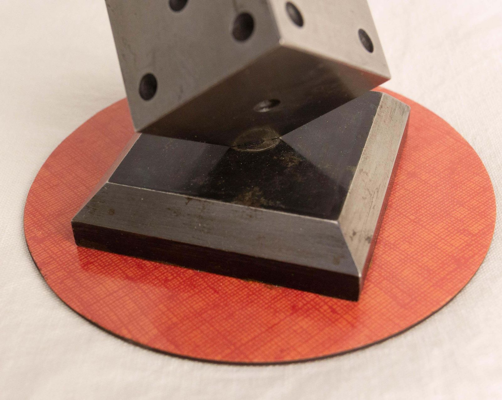 20th Mid Century Red Laminate & Steel Playing Dice Paperweight, Circa 1960 photo buy
