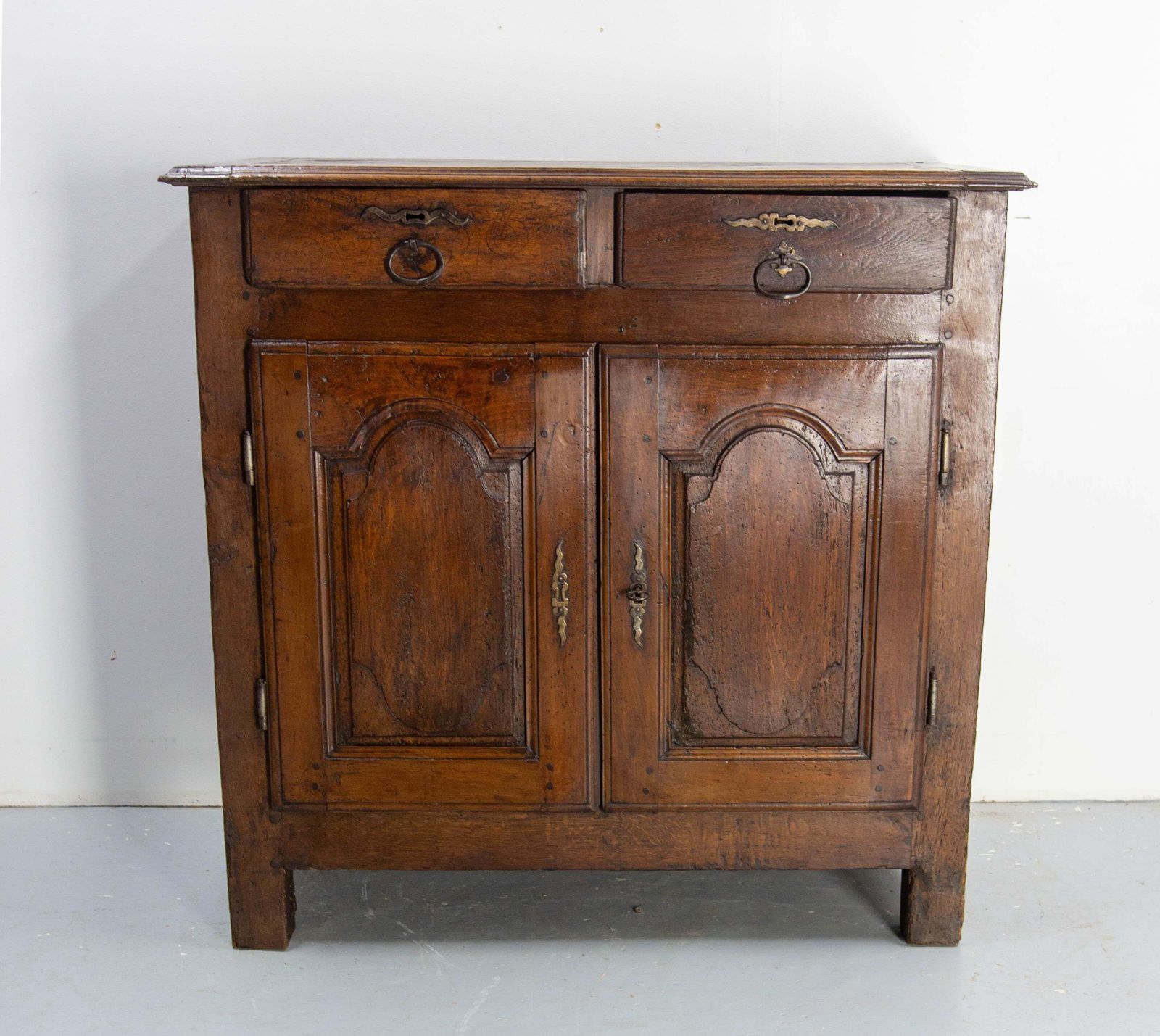 French Antique Oak & Wrought Iron Buffet Country Style 18th Century photo furniture