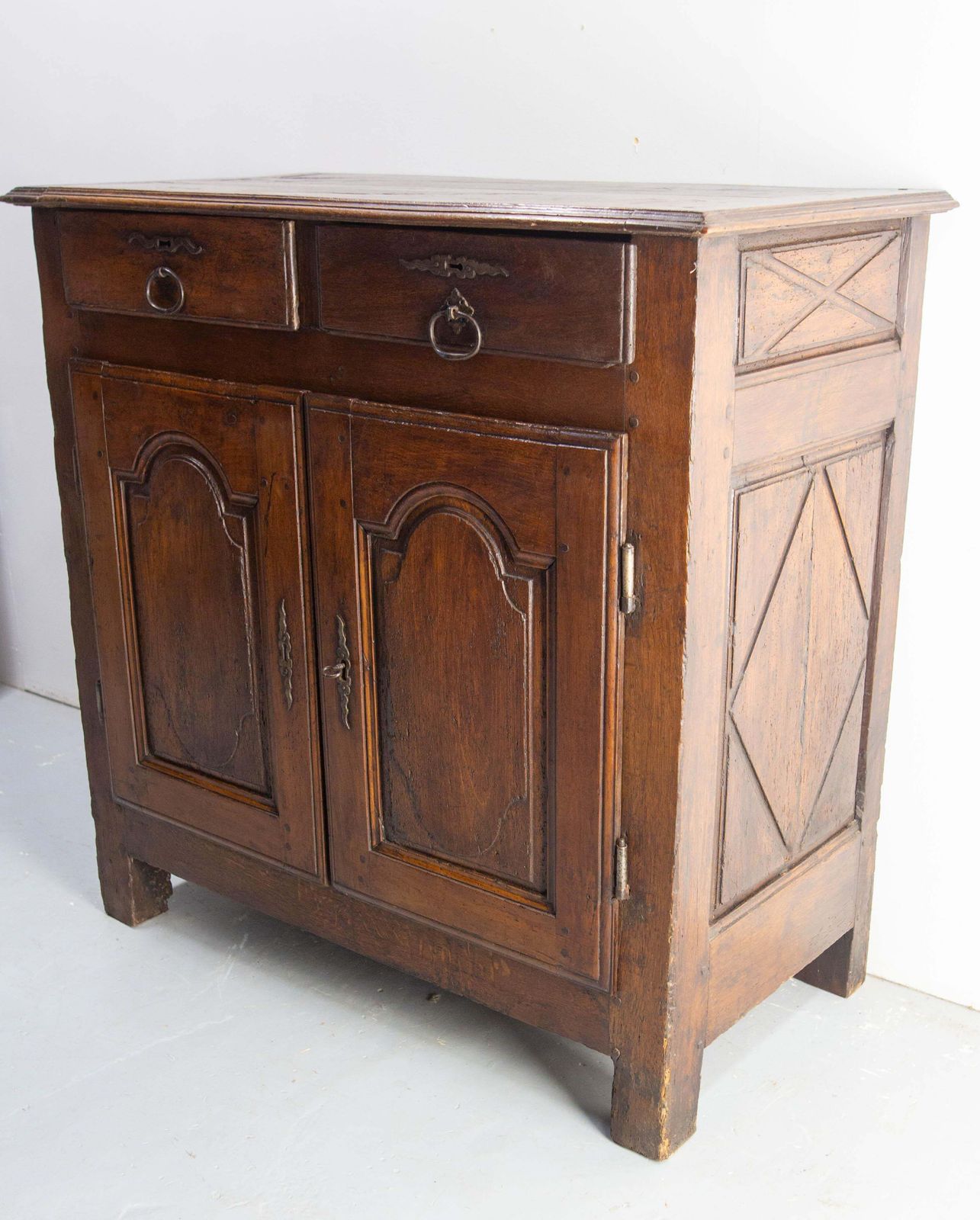 French Antique Oak & Wrought Iron Buffet Country Style 18th Century photo for sale