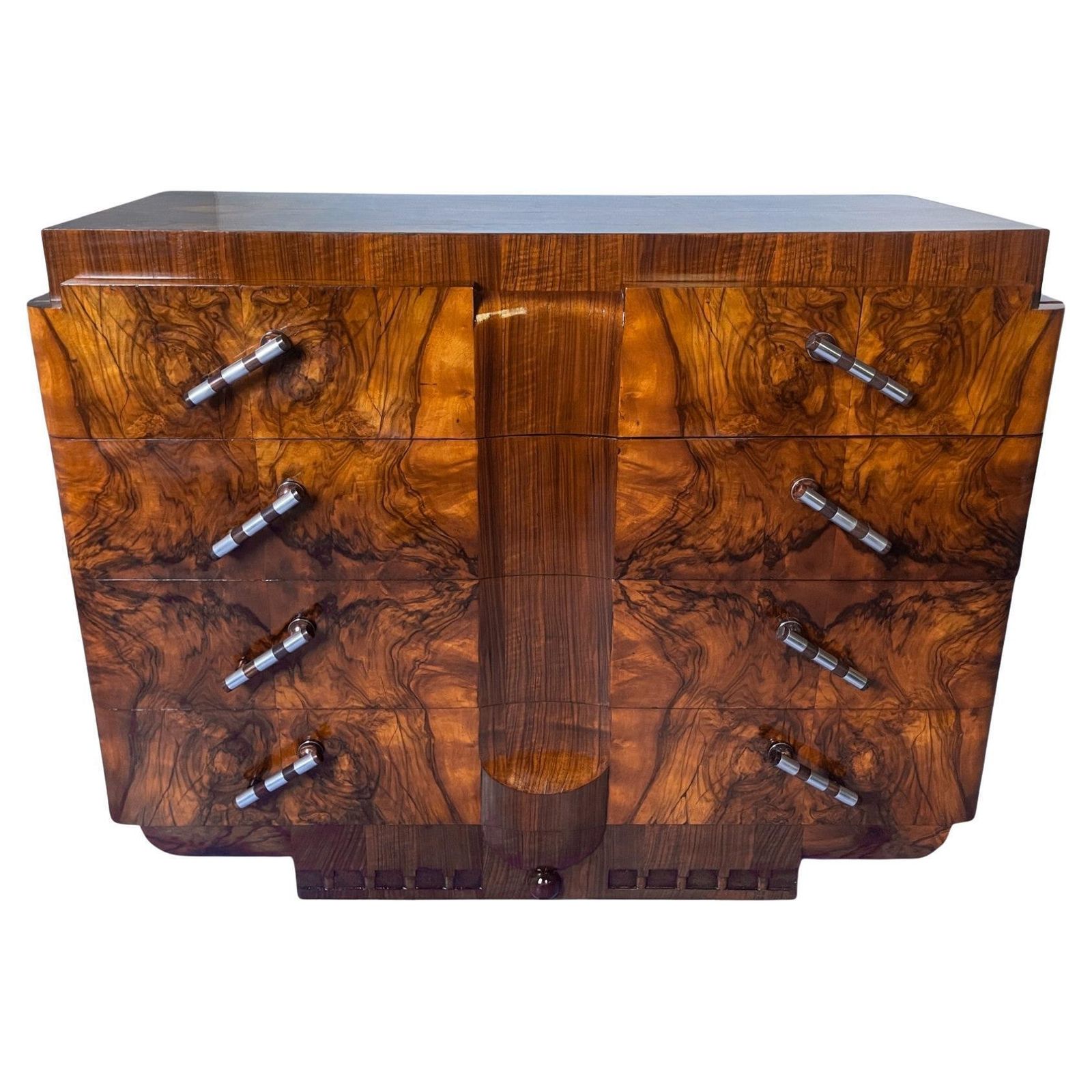 Italian Art Deco' Sideboard Or Chest Of Drawers In Walnut, Italy 1930s photo furniture