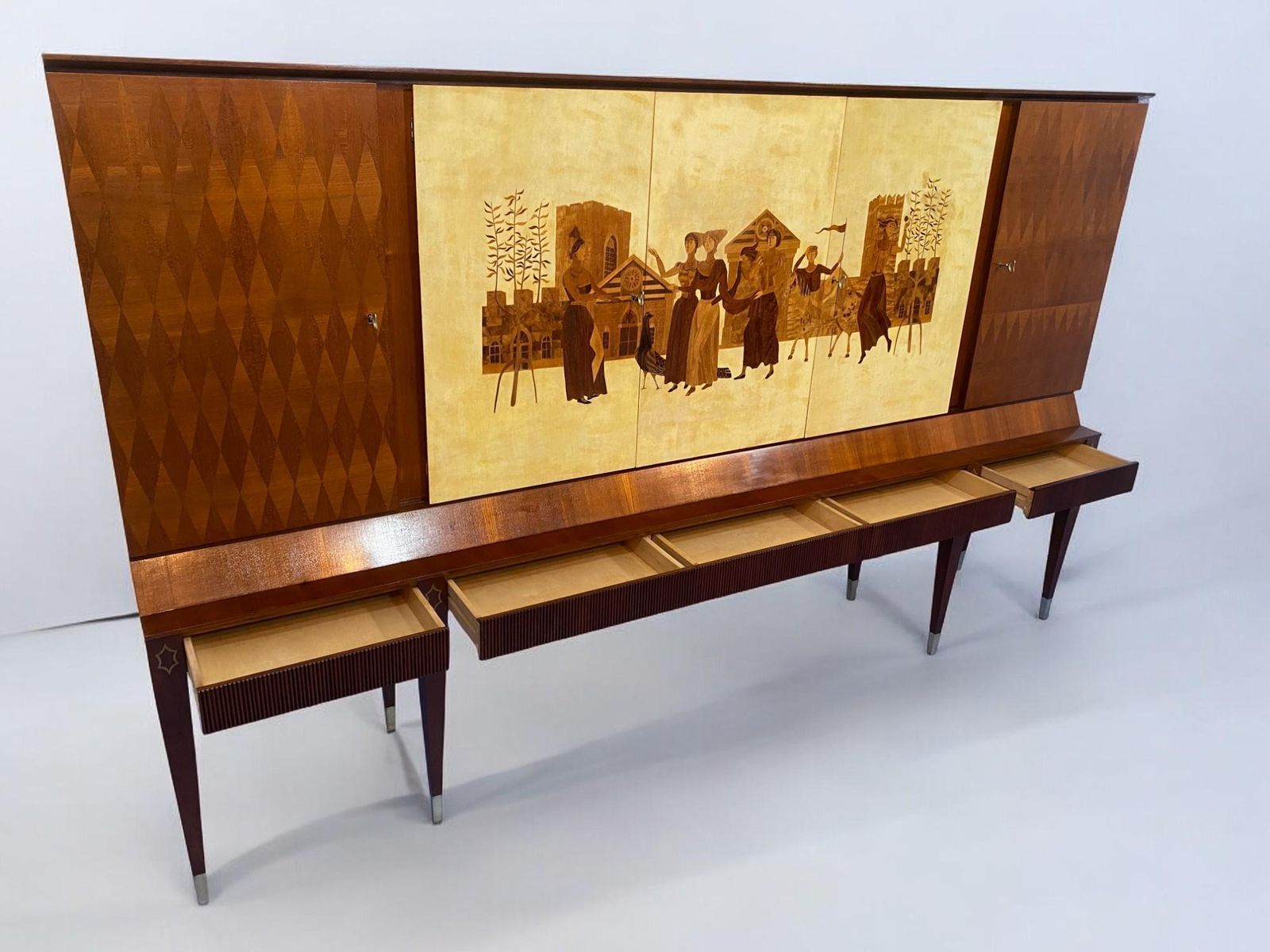 Credenza Italiana In Pergamena Intarsiata Disegnata Da Paolo Buffa Nel 1950 photo vinterior