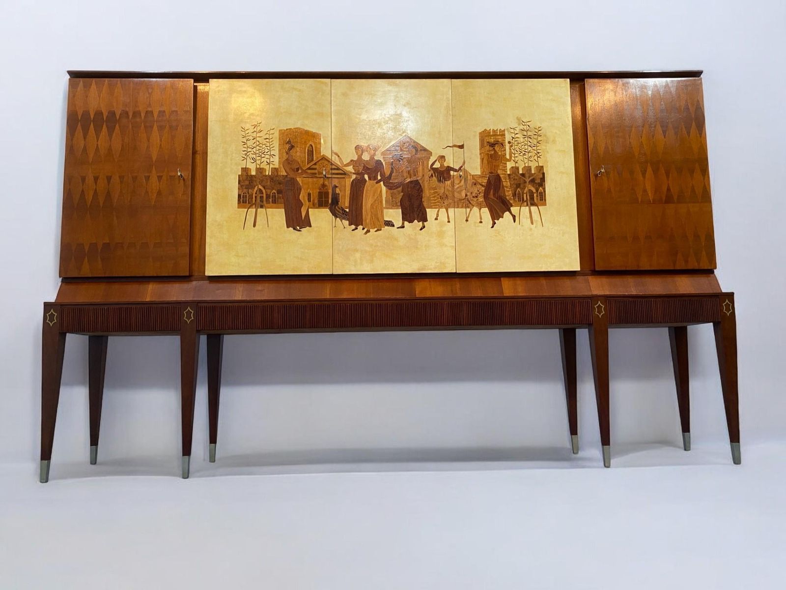 photo for sale Credenza Italiana In Pergamena Intarsiata Disegnata Da Paolo Buffa Nel 1950