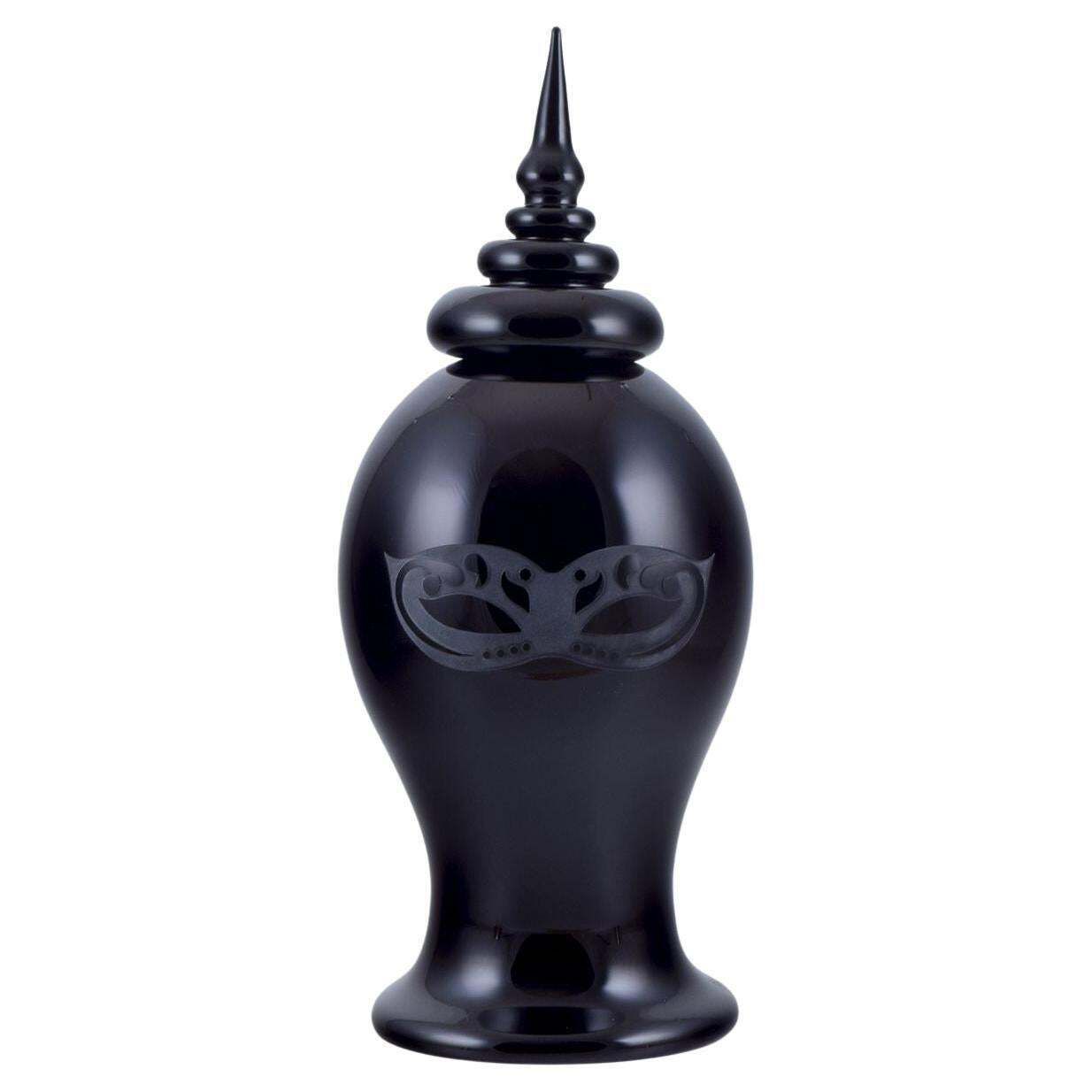 Roberto Cavalli For Murano. Floor Vase Made Of Black Art Glass. 21st C.