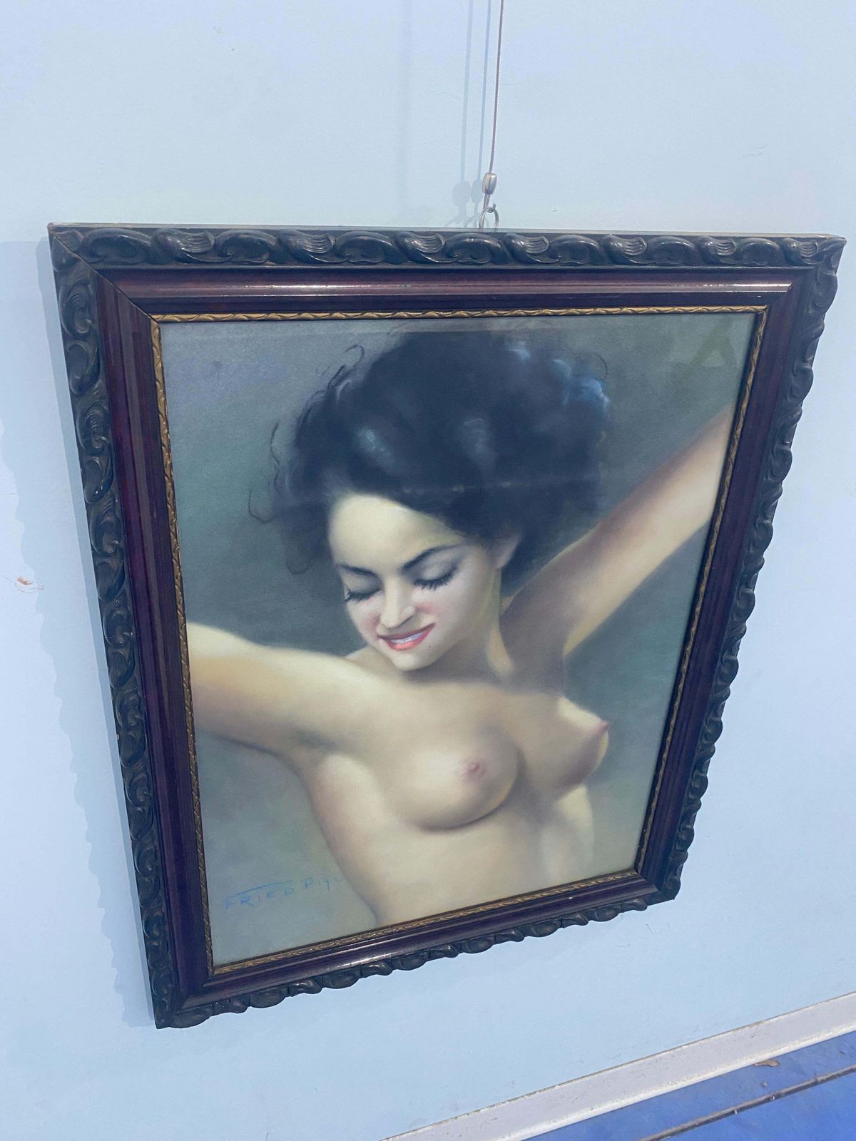 Dipinto Art Deco A Pastello "Nudo Femminile" Firmato Fried Pal 1930 photo for sale