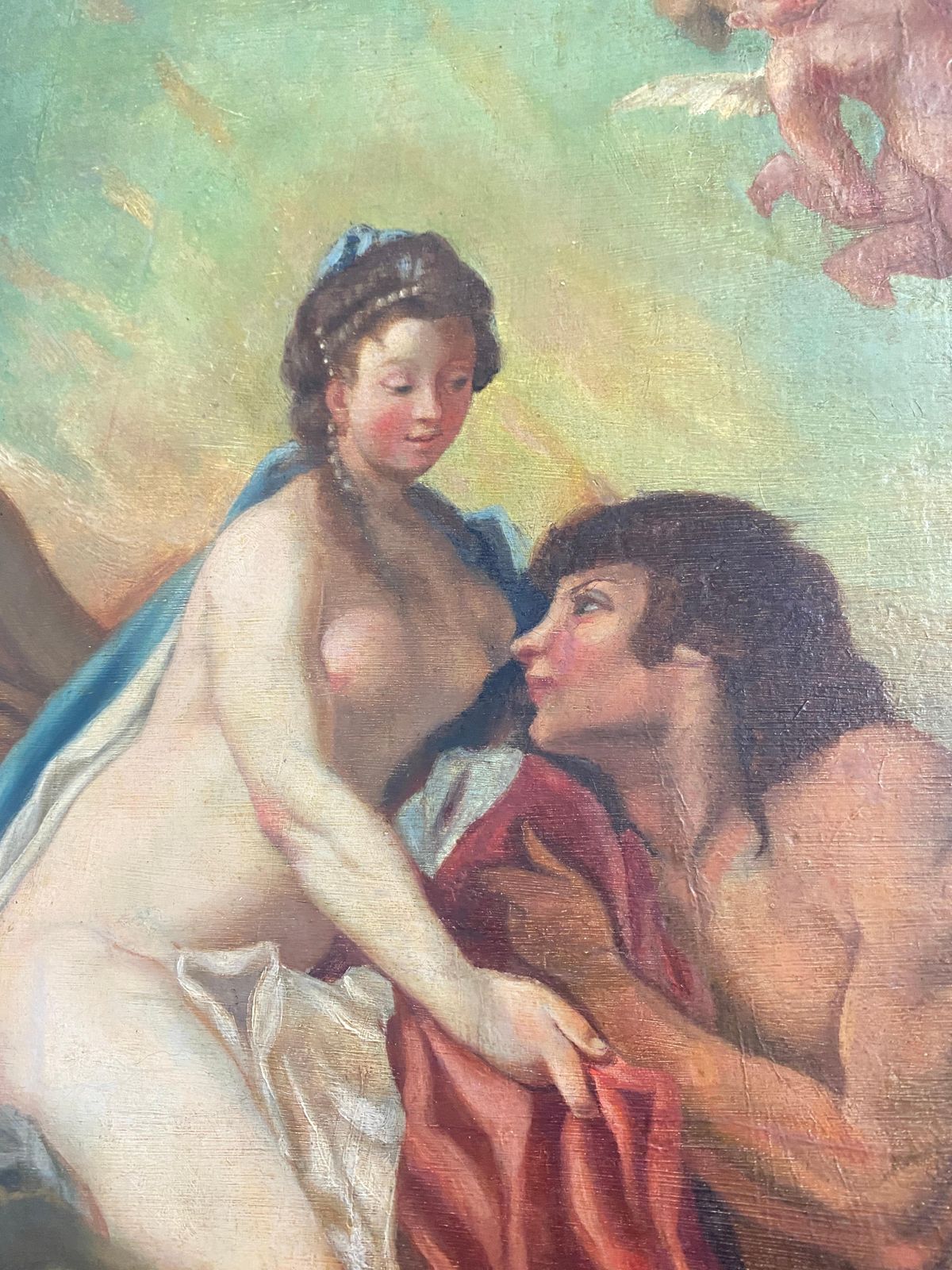 Antico Dipinto A Olio Francese Del Secolo XVII "Nello Stile Di Francois Boucher photo Art