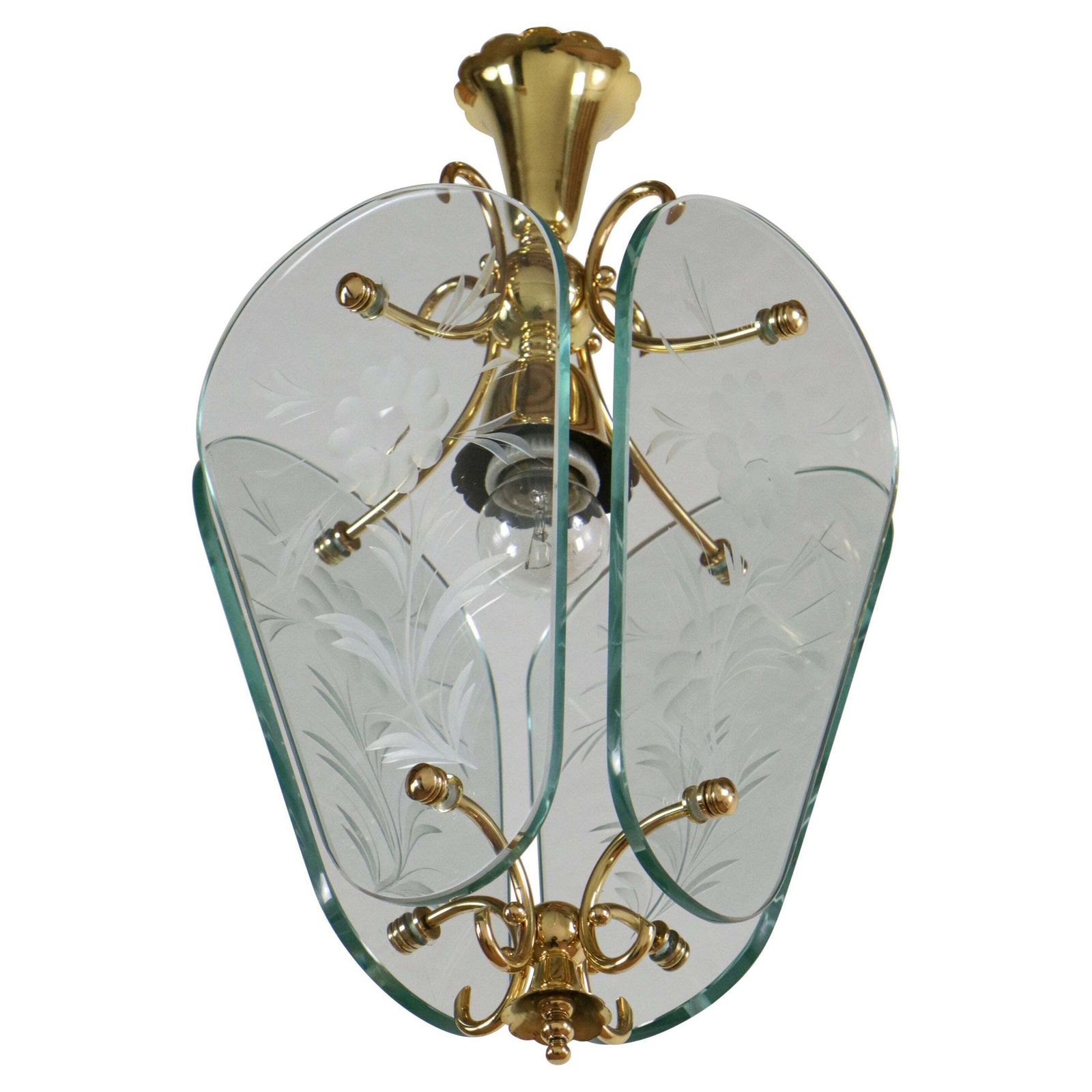 Italian Mid Century Lantern Or Pendant Lamp Attributed To Luigi Brusotti, 1940s