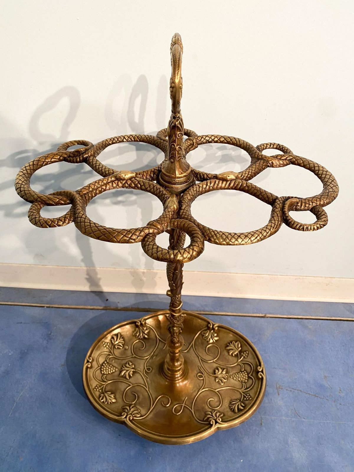 photo vinterior Italian Art Nouveau Liberty Brass Umbrella Stand, 1930s