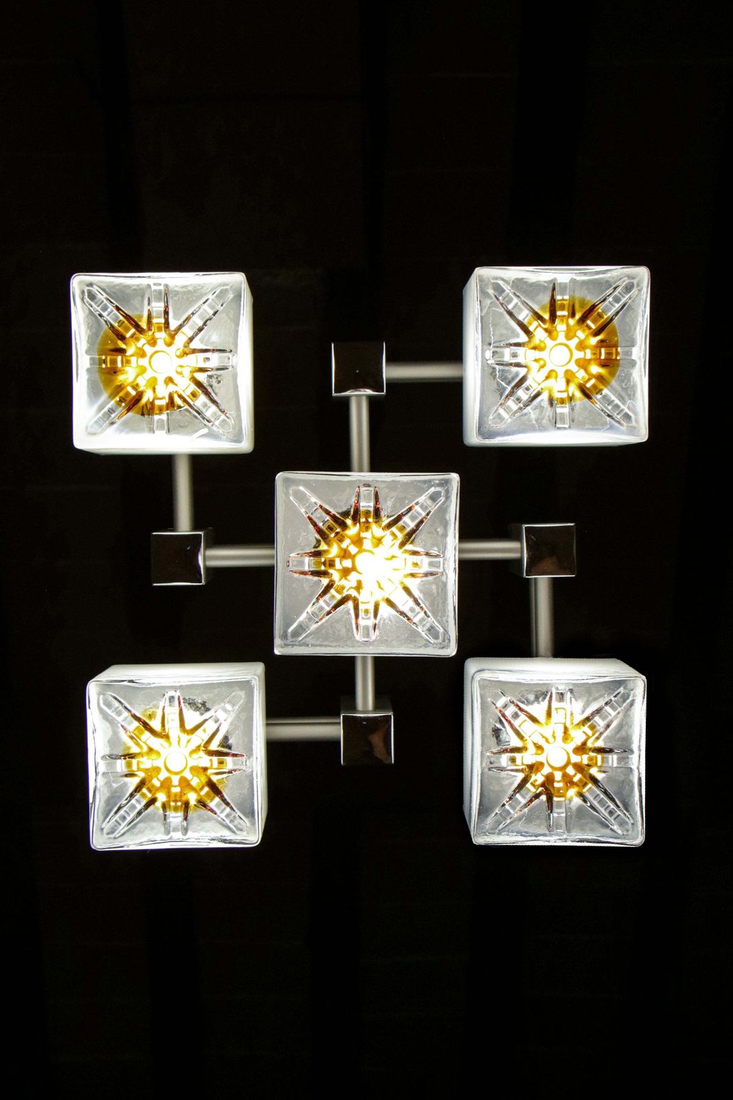 Italian Space Age Cubic Chandelier By Gaetano Sciolari For Mazzega, 1970s photo furniture