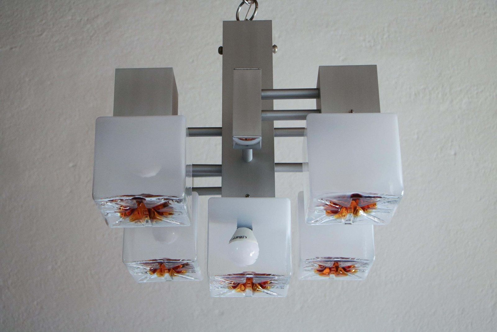 Italian Space Age Cubic Chandelier By Gaetano Sciolari For Mazzega, 1970s photo 1400.0