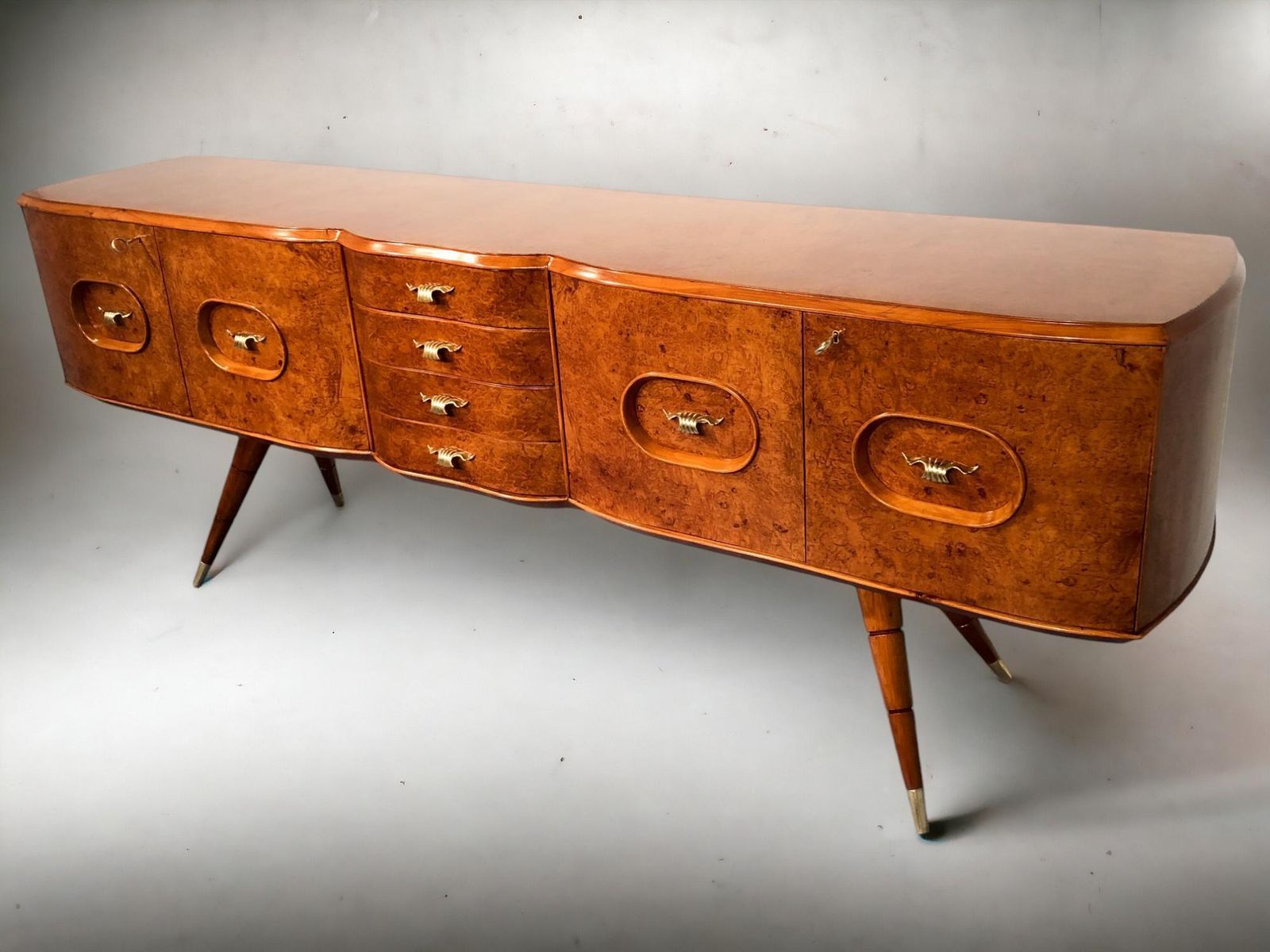 Italian Mid Century Sideboard Honey Color In Birch Wood, 1950s photo for sale