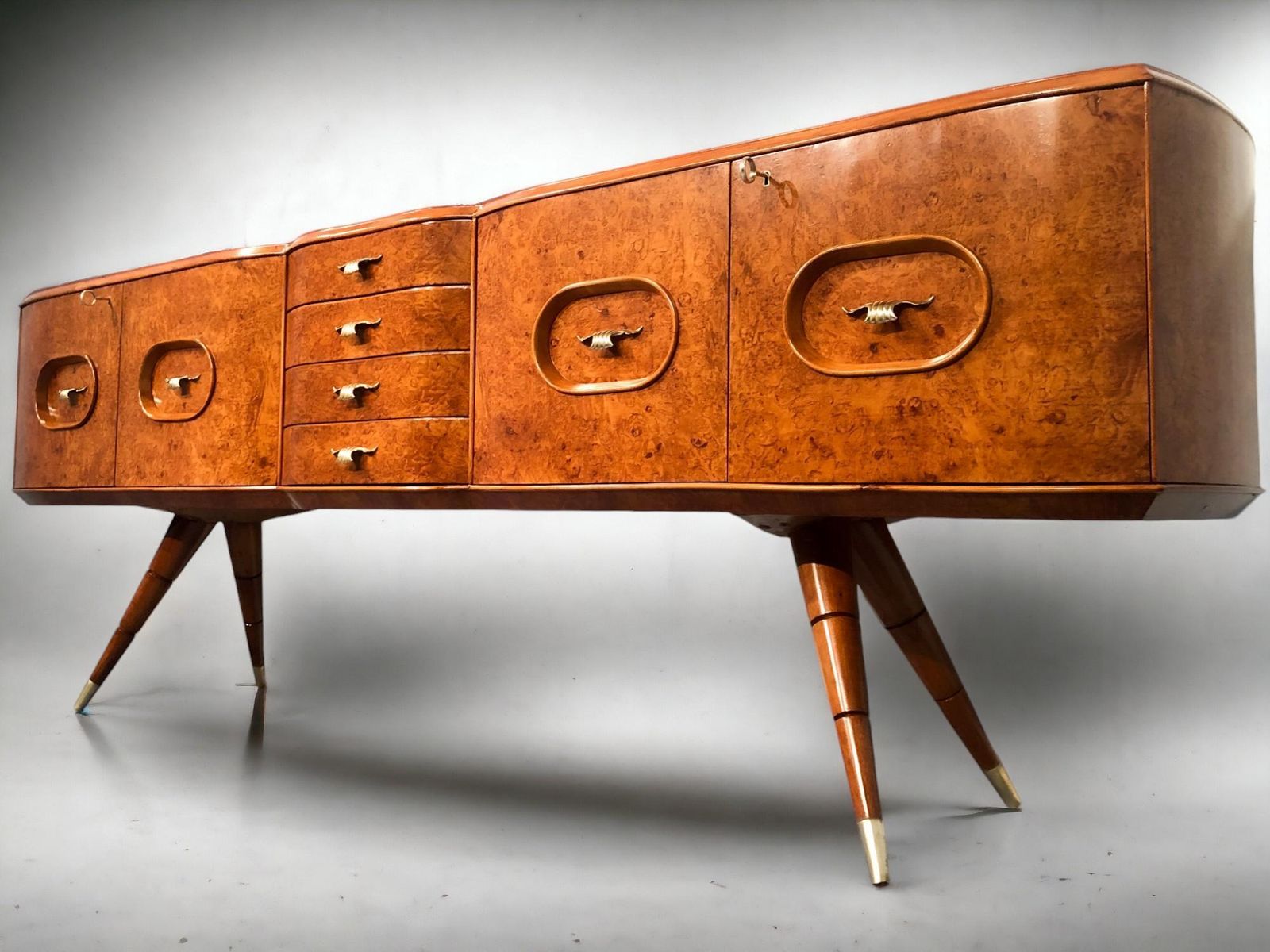 Italian Mid Century Sideboard Honey Color In Birch Wood, 1950s photo buy