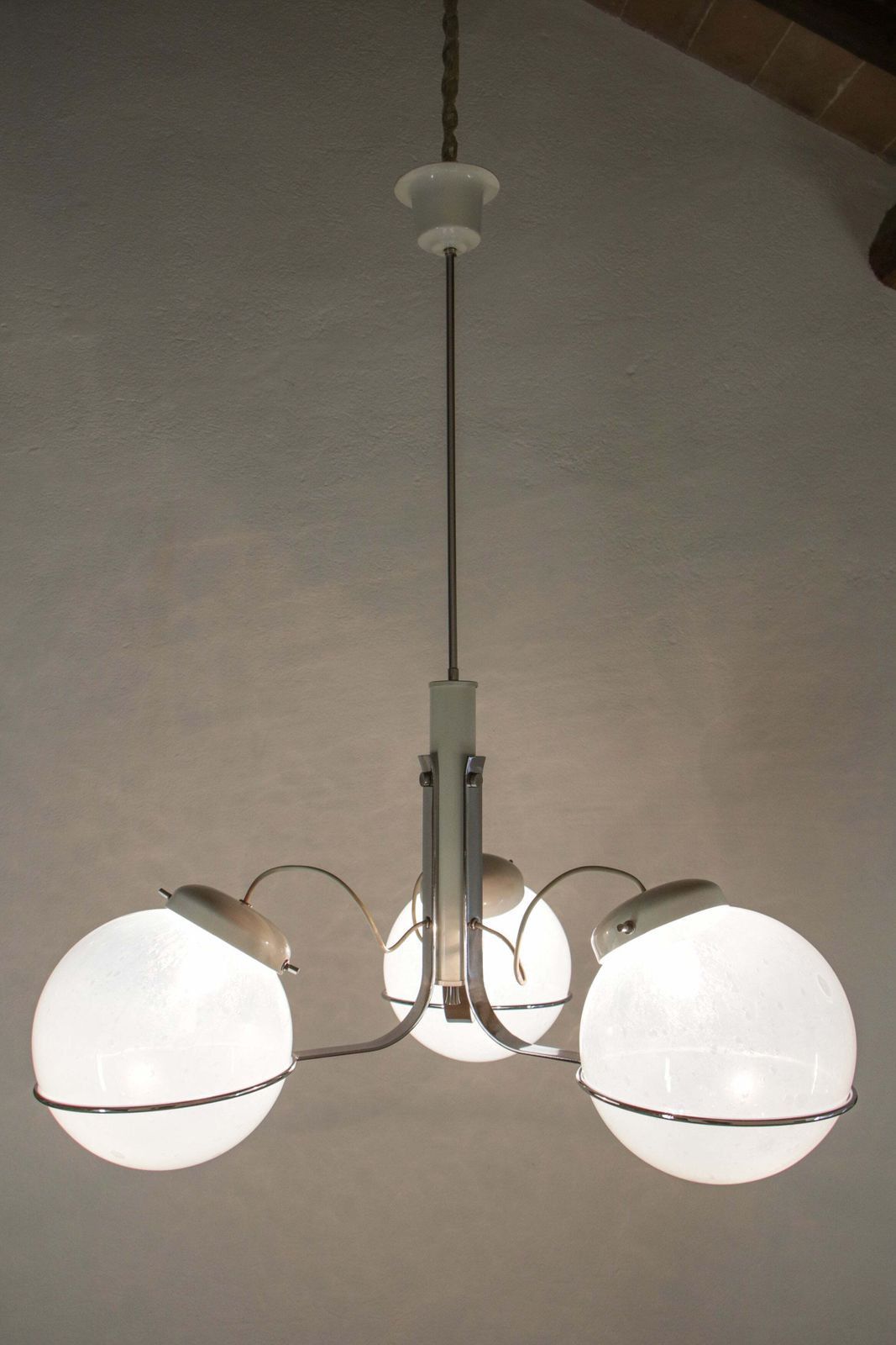Italian Chandelier Pendant Light Murano Glass Attributed To Gino Sarfatti, 1970s