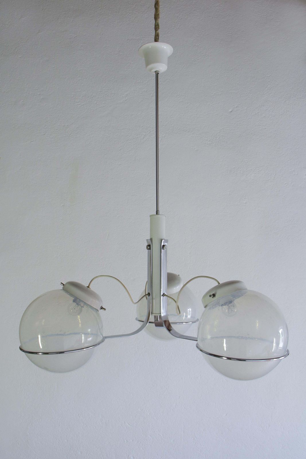 Italian Chandelier Pendant Light Murano Glass Attributed To Gino Sarfatti, 1970s photo Lighting