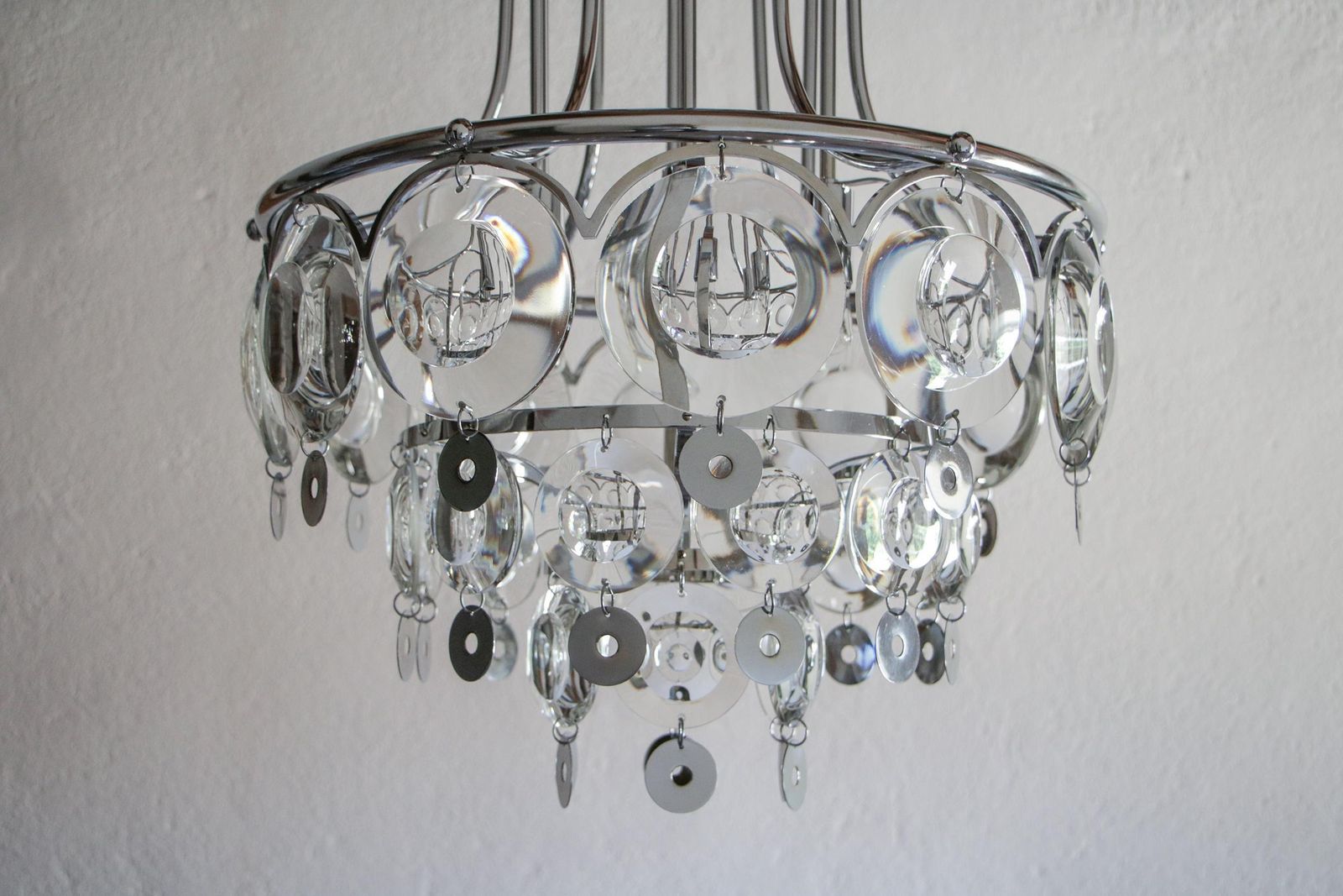 Italian Chromed Chandelier Attributed To Oscar Torlasco, 1970s photo 1700.0