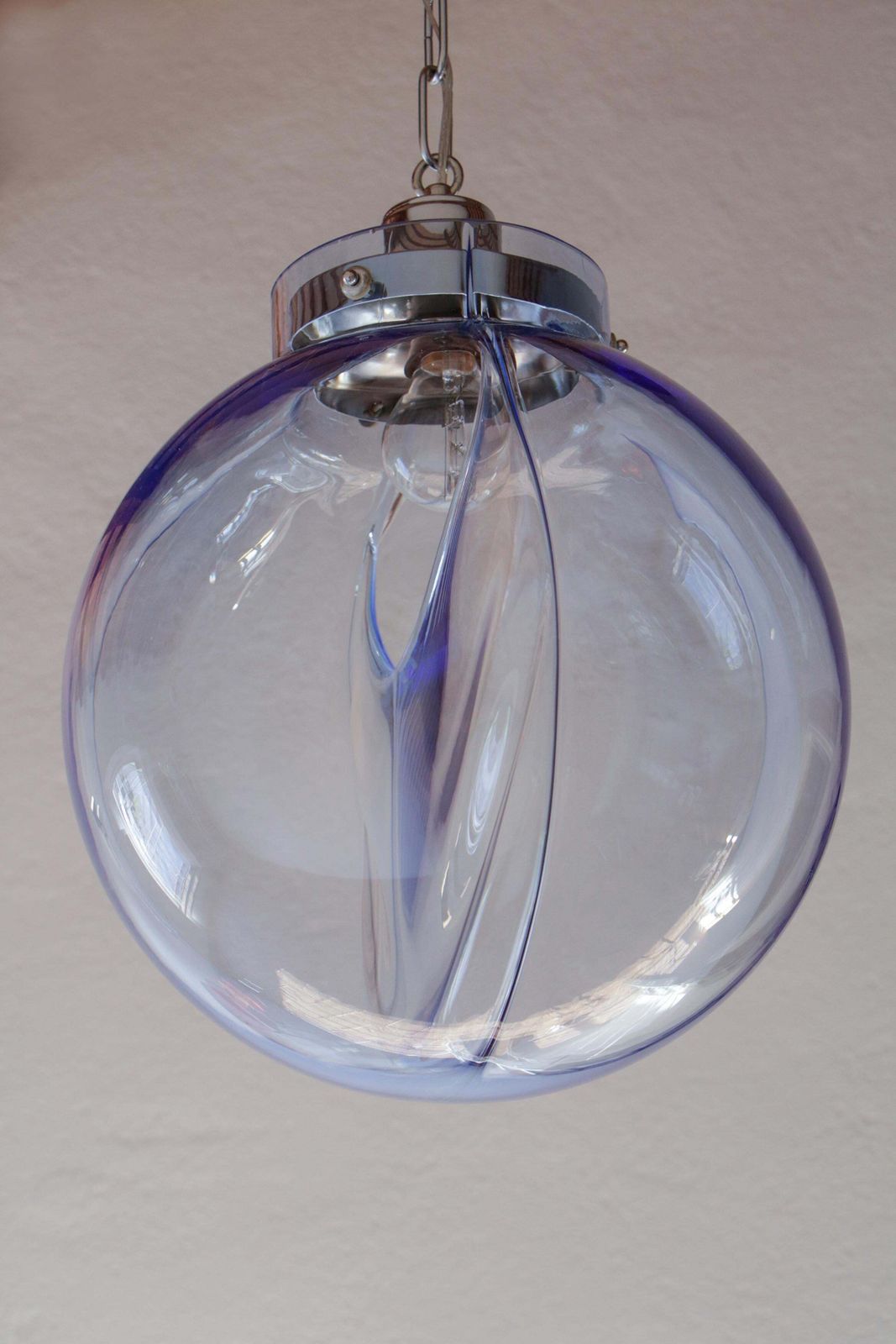 Italian Mid Century Murano Ball Glass Pendant Lamp By Toni Zuccheri, 1960s photo vinterior