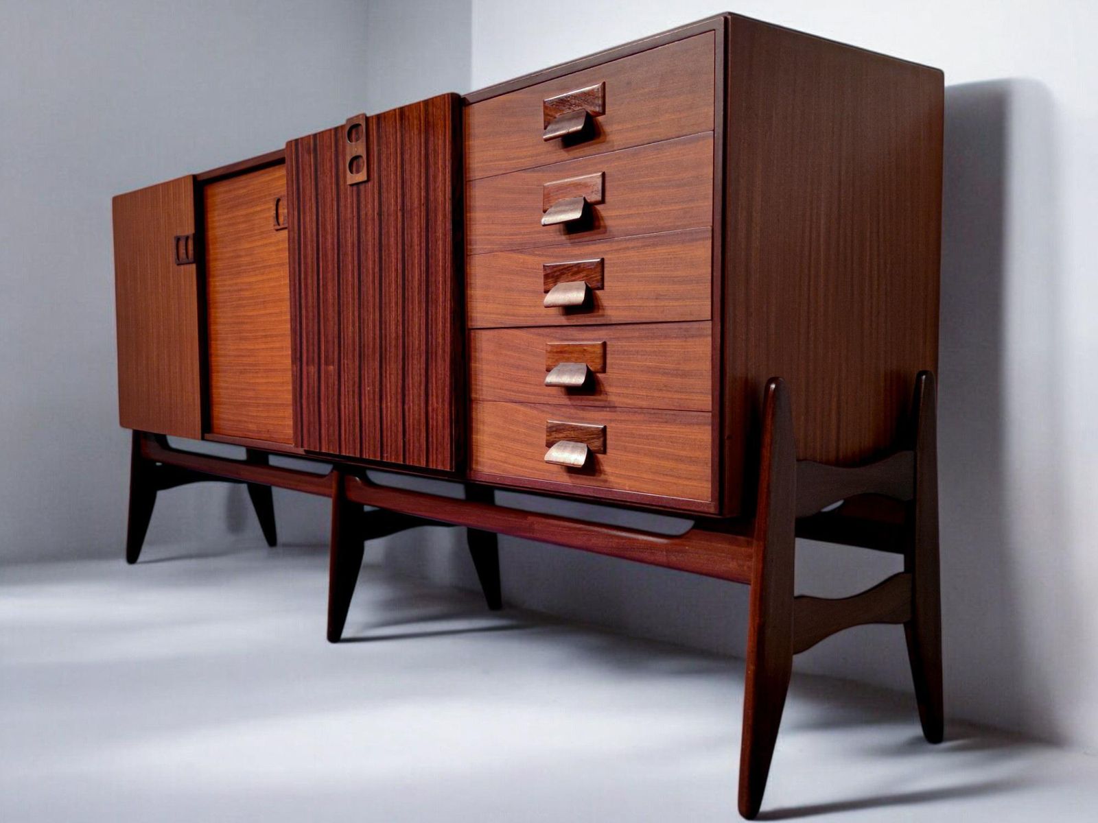 Italian Mid Century Modern Teak Sideboard By Fratelli Proserpio, 1960s photo for sale
