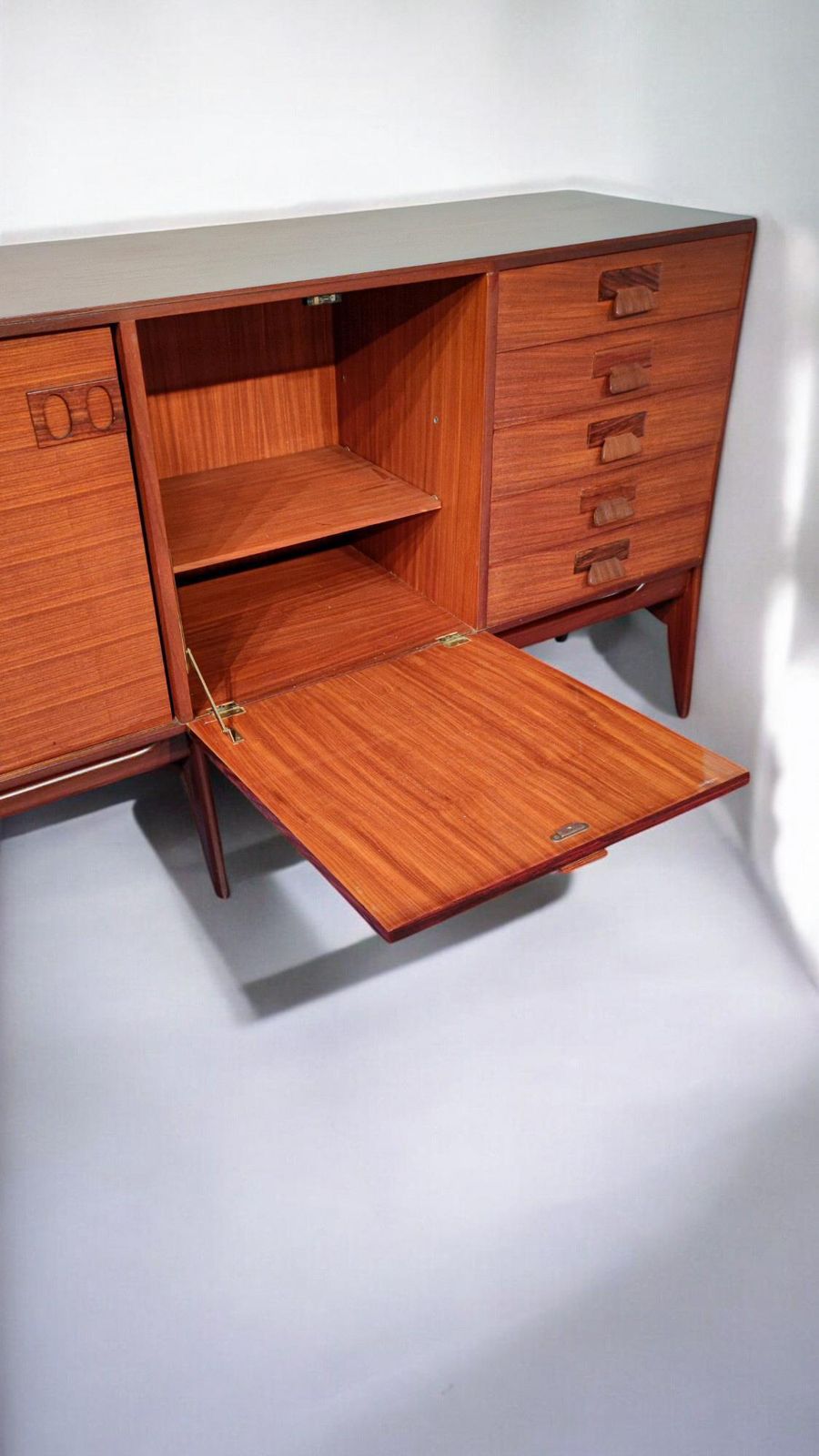 photo for sale Italian Mid Century Modern Teak Sideboard By Fratelli Proserpio, 1960s